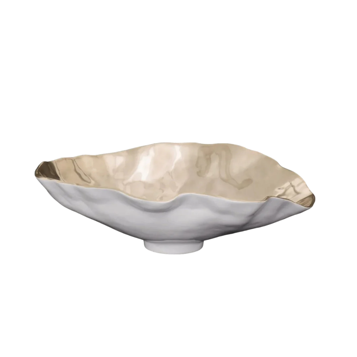 THANNI Maia Large Oval Bowl (White and Gold)