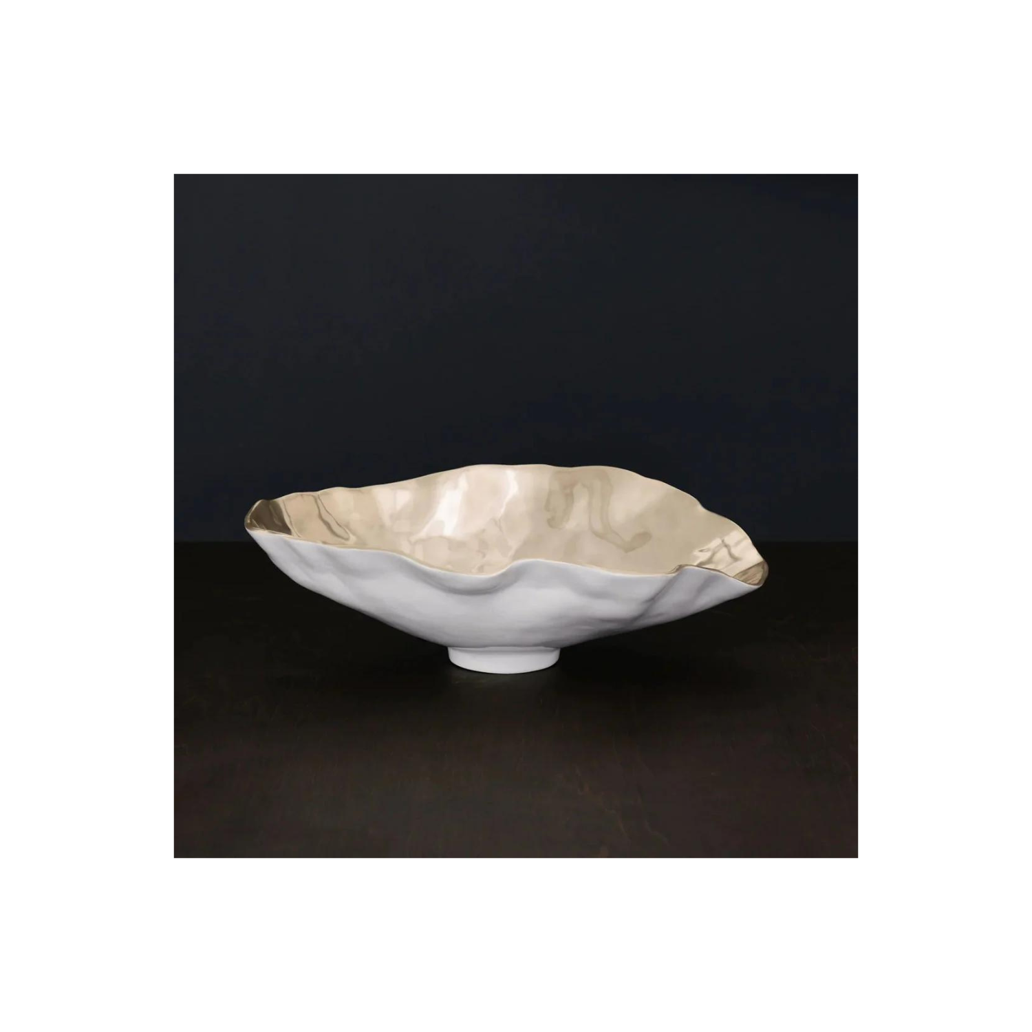 THANNI Maia Large Oval Bowl (White and Gold)