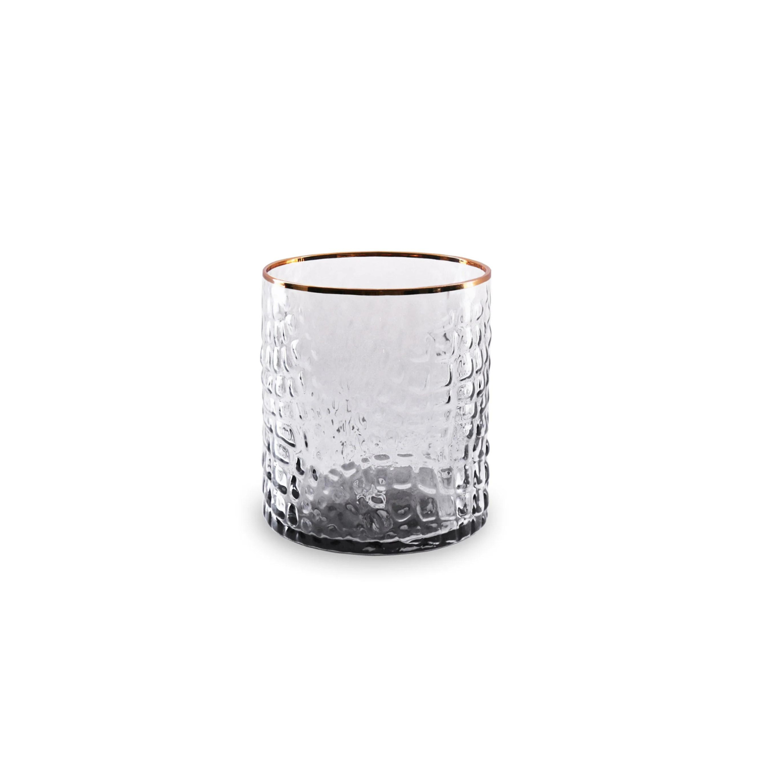GLASS Croc Double Old Fashioned with Gold Rim Set of 4 (Smoke Grey)