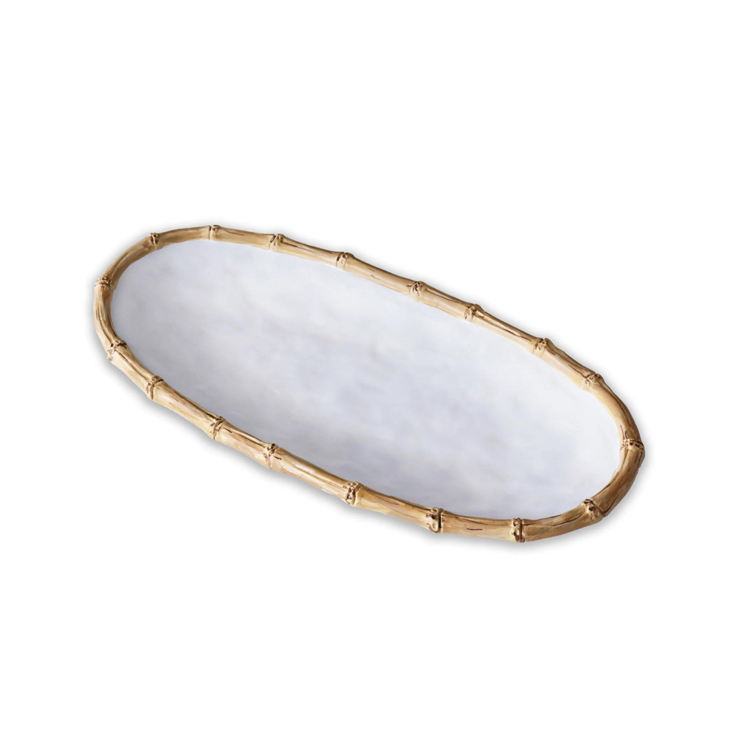 VIDA Bamboo Medium Oval Platter (White and Natural)