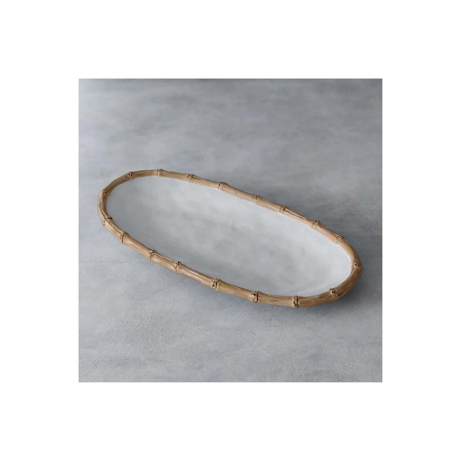 VIDA Bamboo Medium Oval Platter (White and Natural)