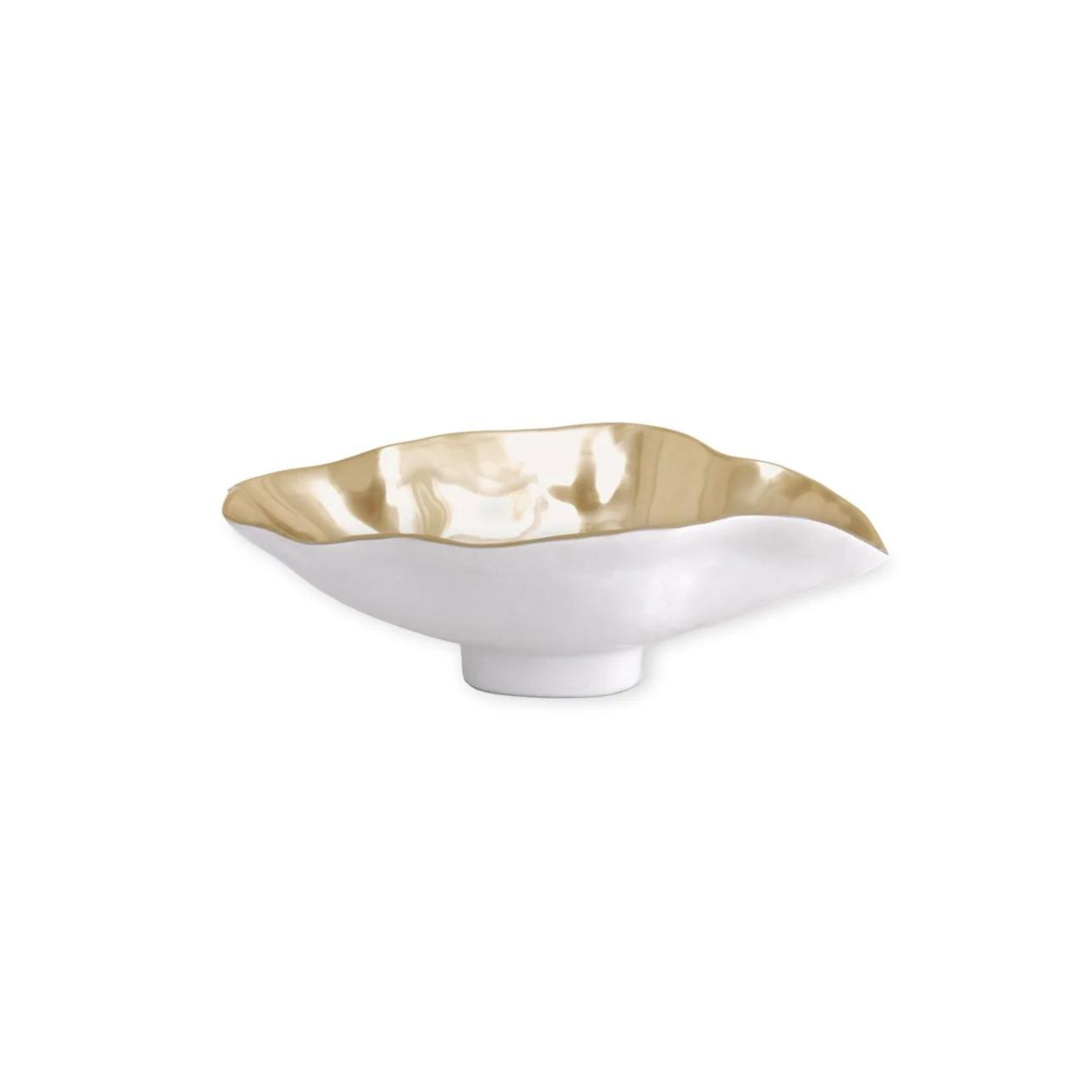 THANNI Maia Small Oval Bowl (White and Gold)