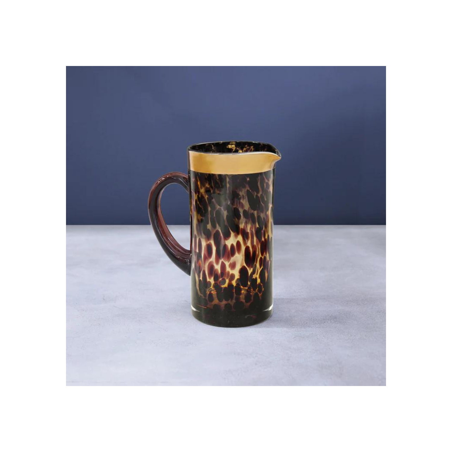 GLASS Tortoise and Gold Pitcher