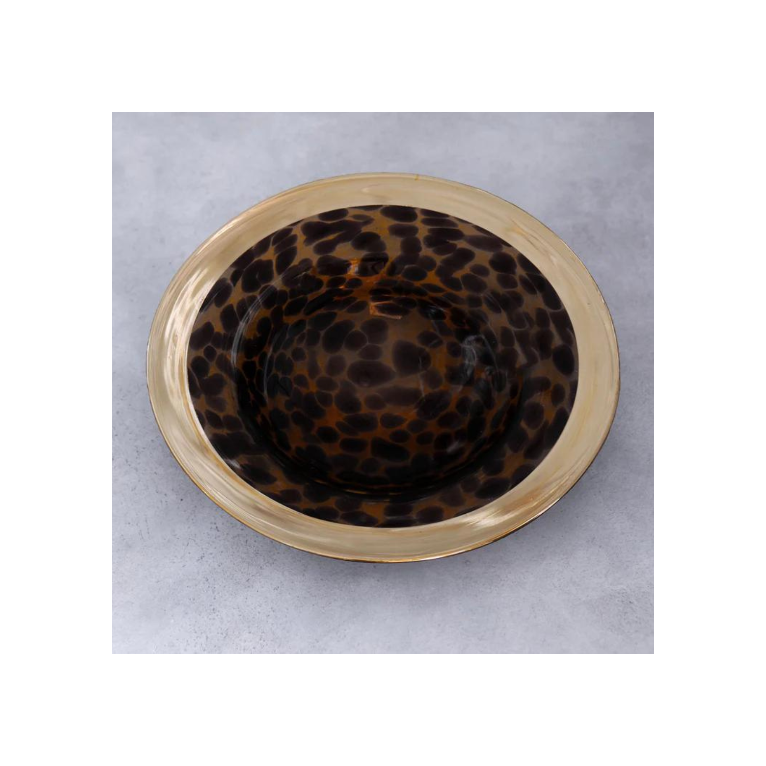 GLASS Tortoise and Gold Round Platter