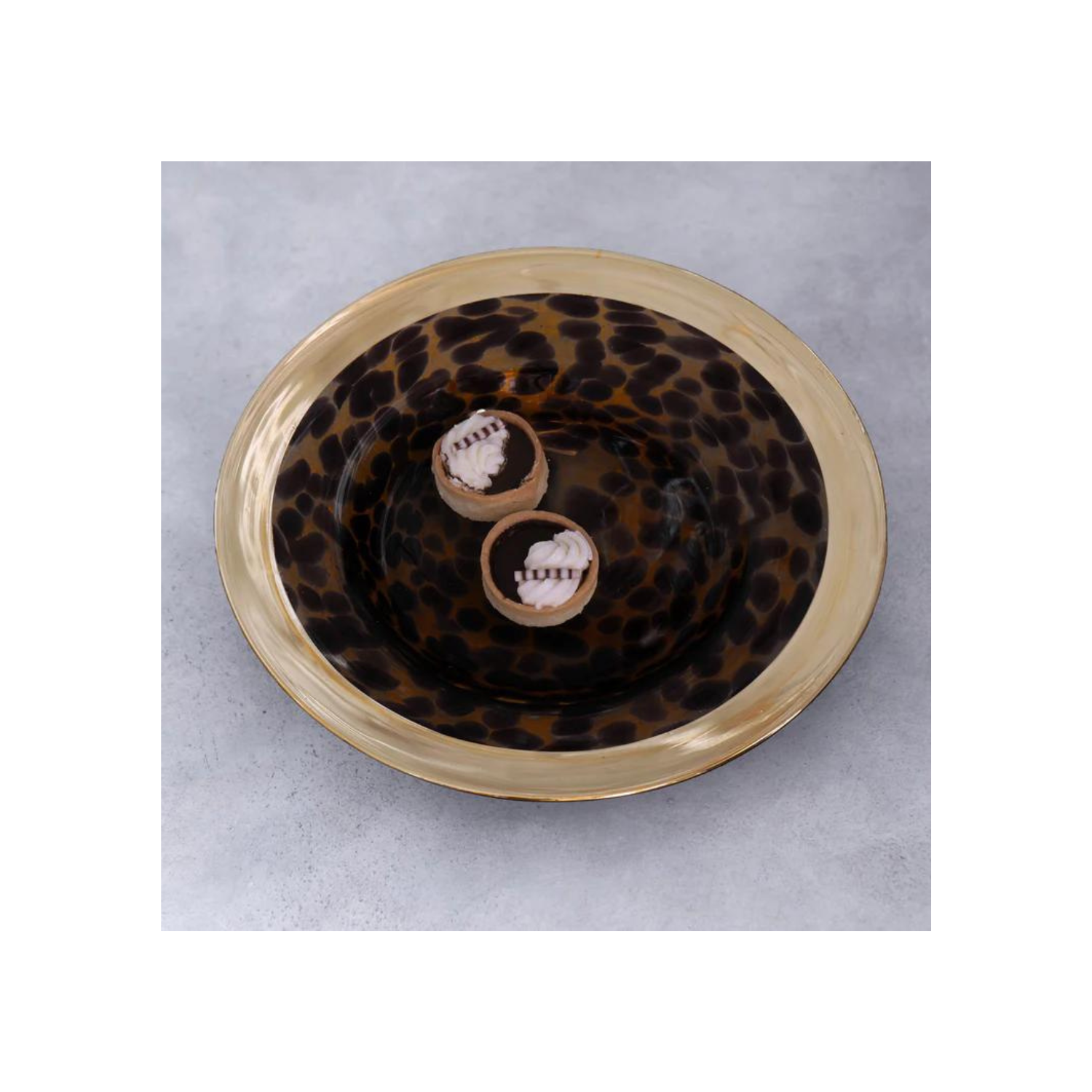 GLASS Tortoise and Gold Round Platter
