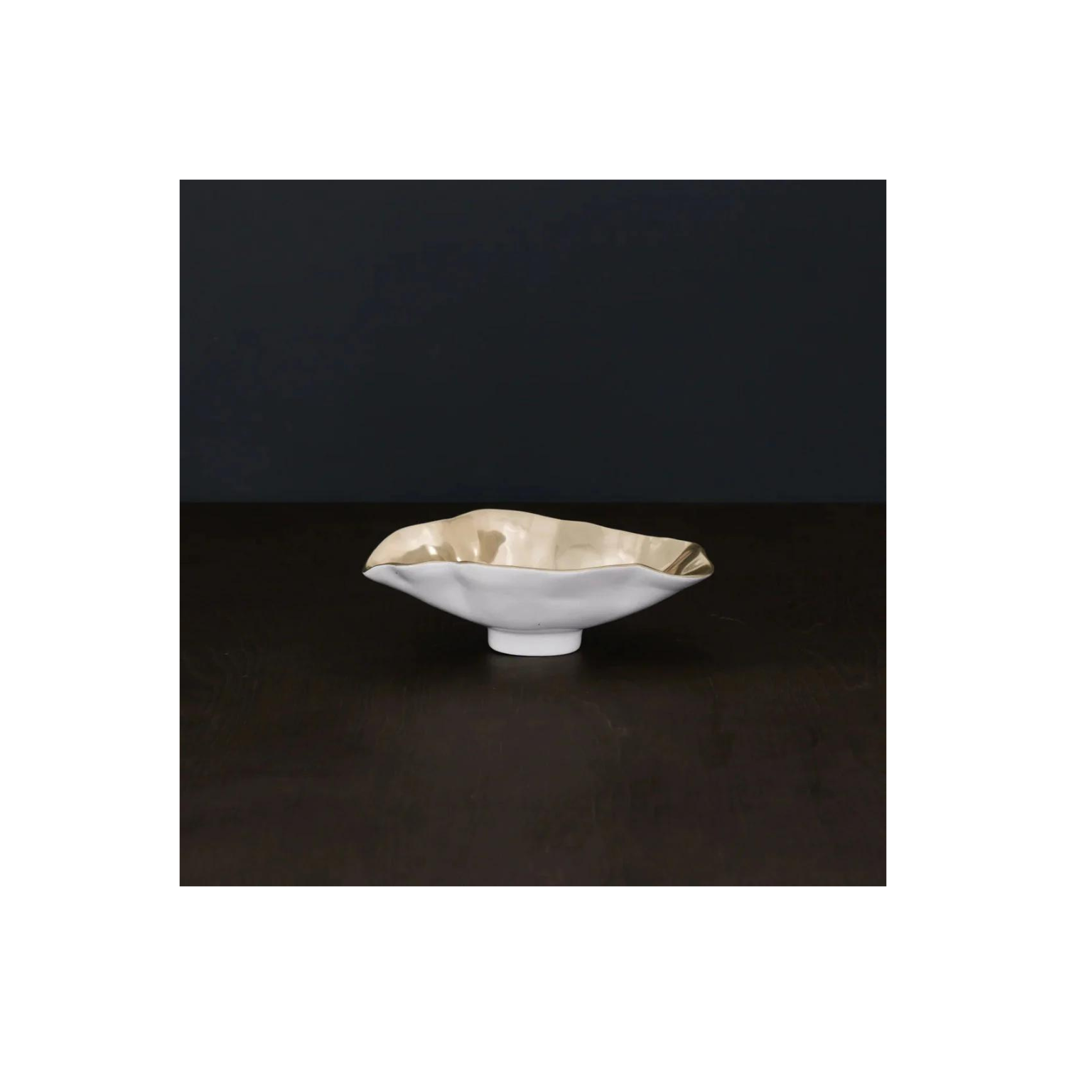 THANNI Maia Small Oval Bowl (White and Gold)