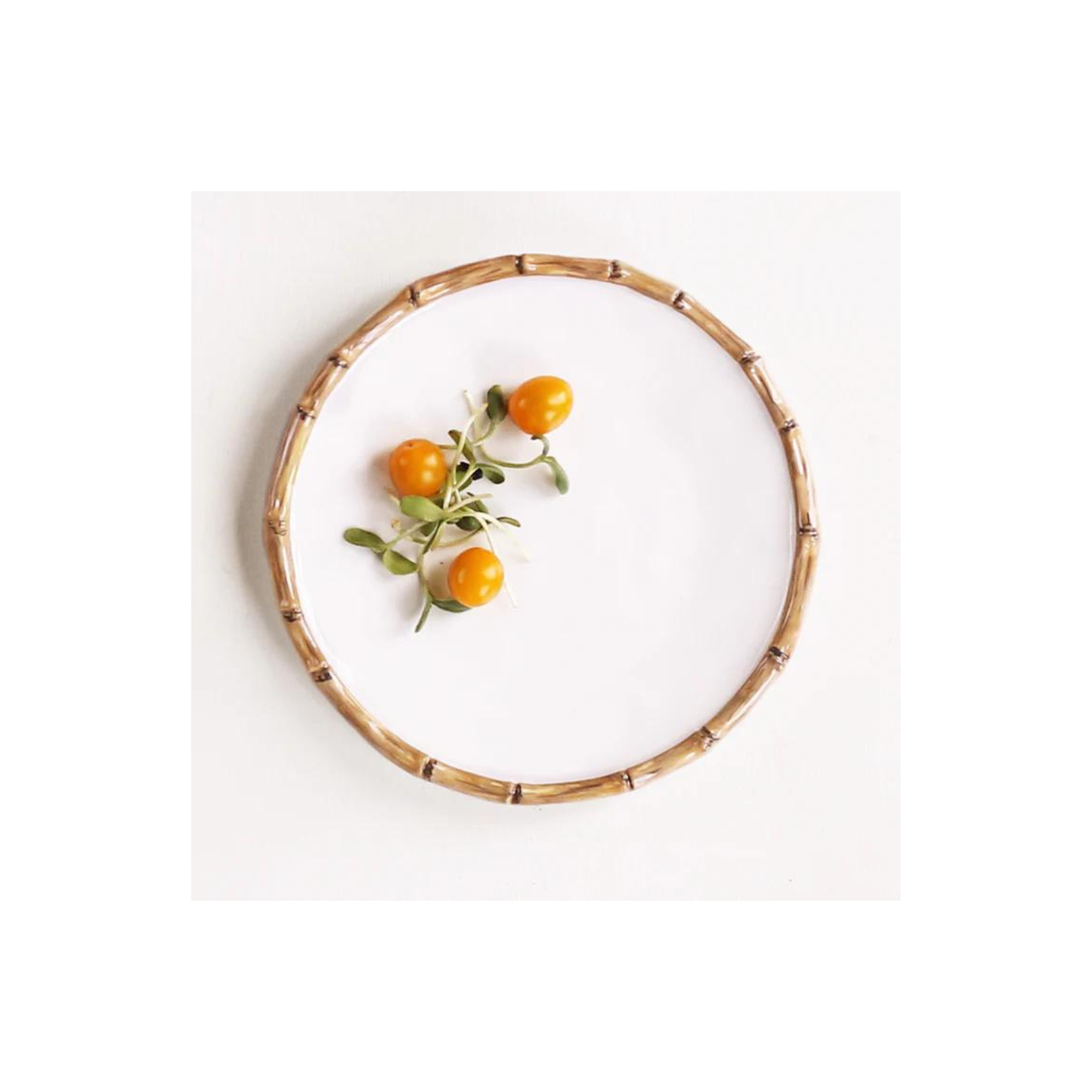 VIDA Bamboo 9" Salad Plate Set of 4 (White and Natural)