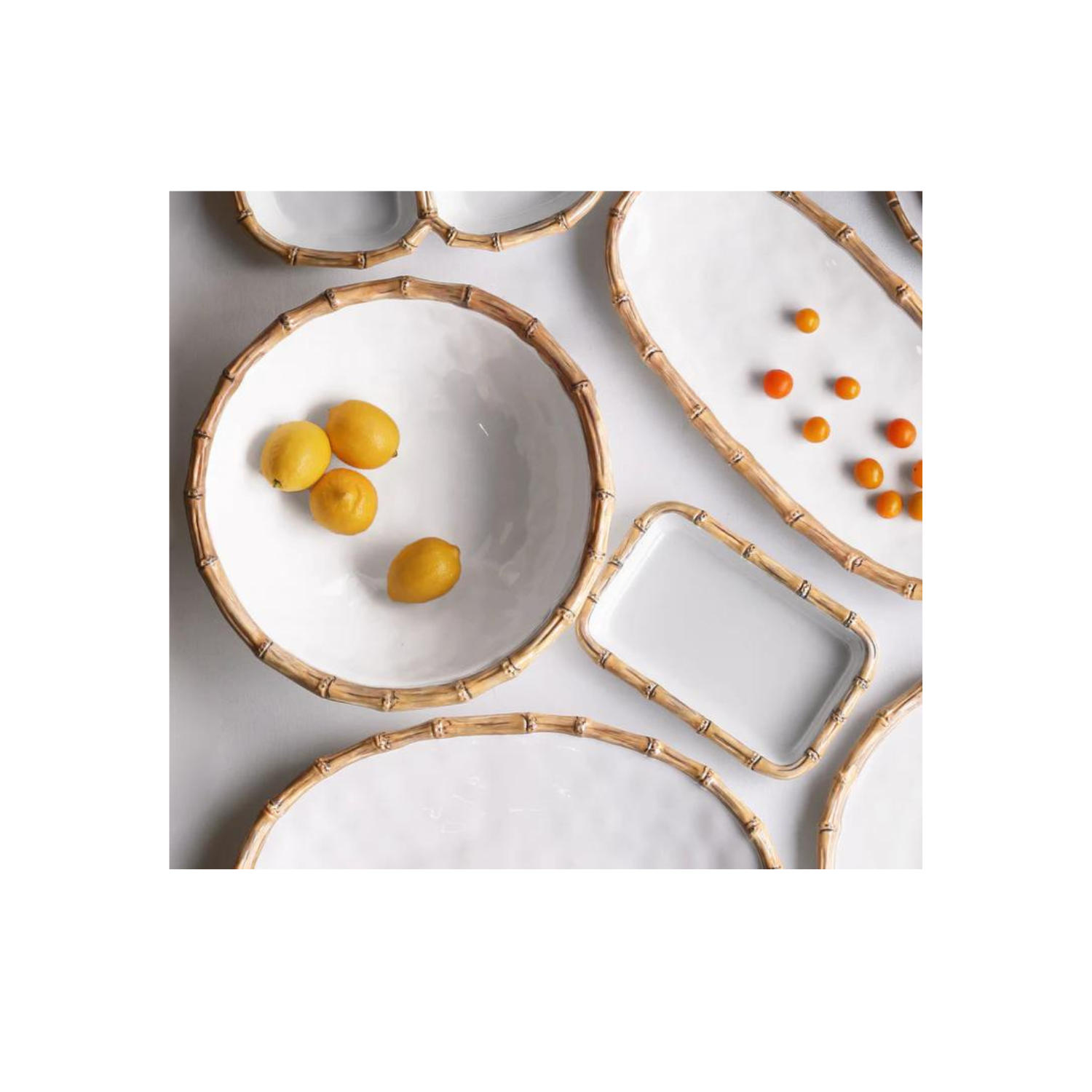 VIDA Bamboo Large Salad Bowl (White and Natural)