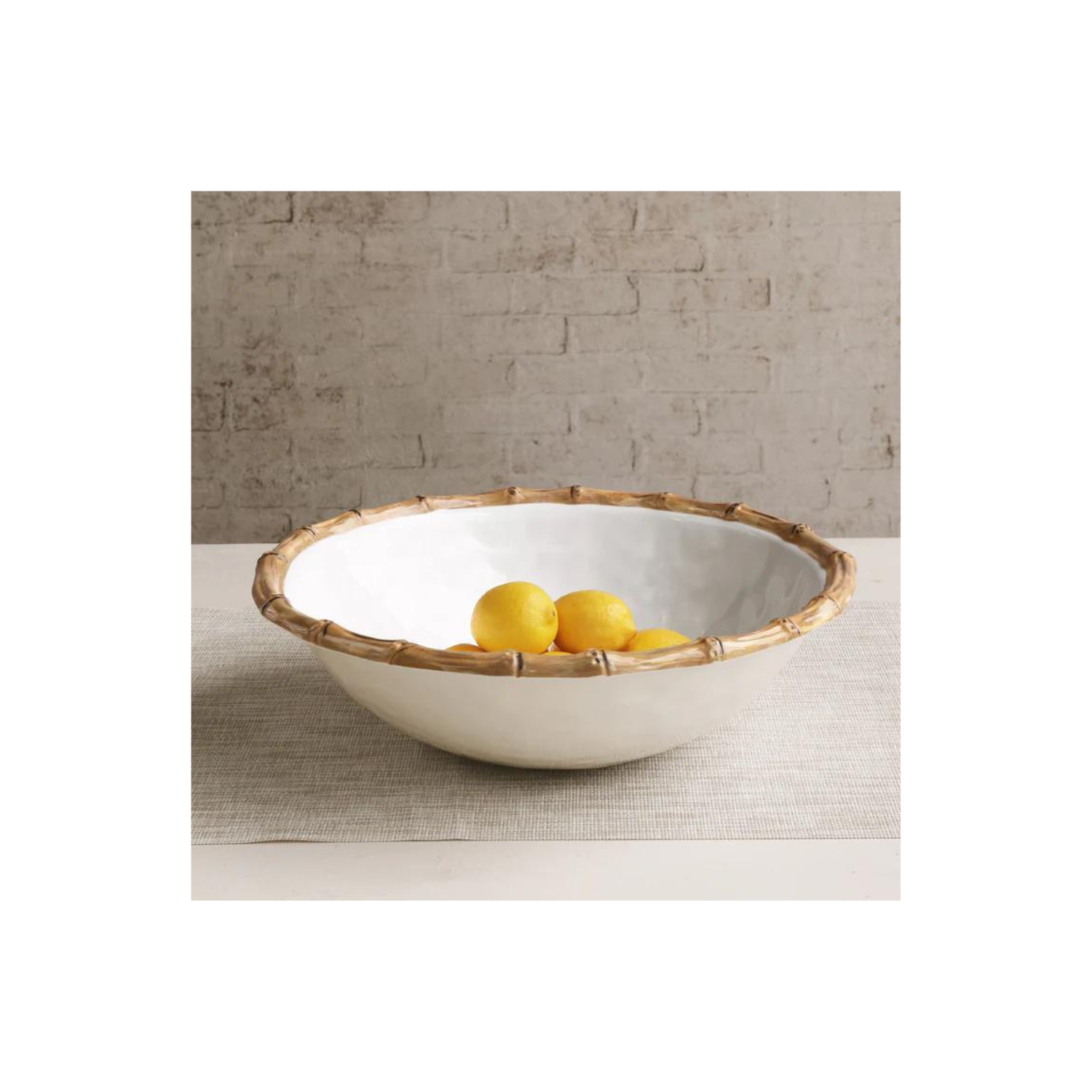 VIDA Bamboo Large Salad Bowl (White and Natural)
