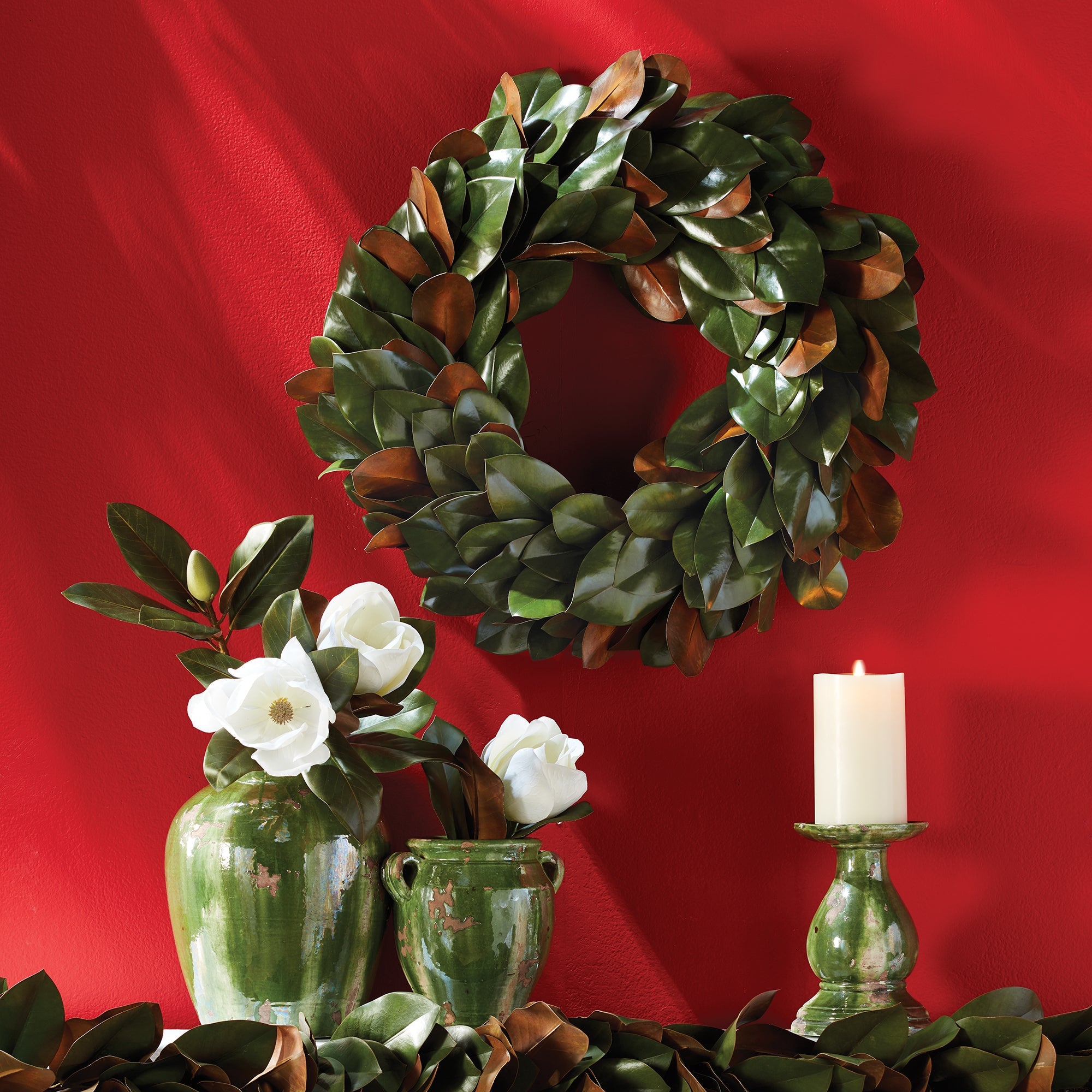 Southern Magnolia Leaves Wreath