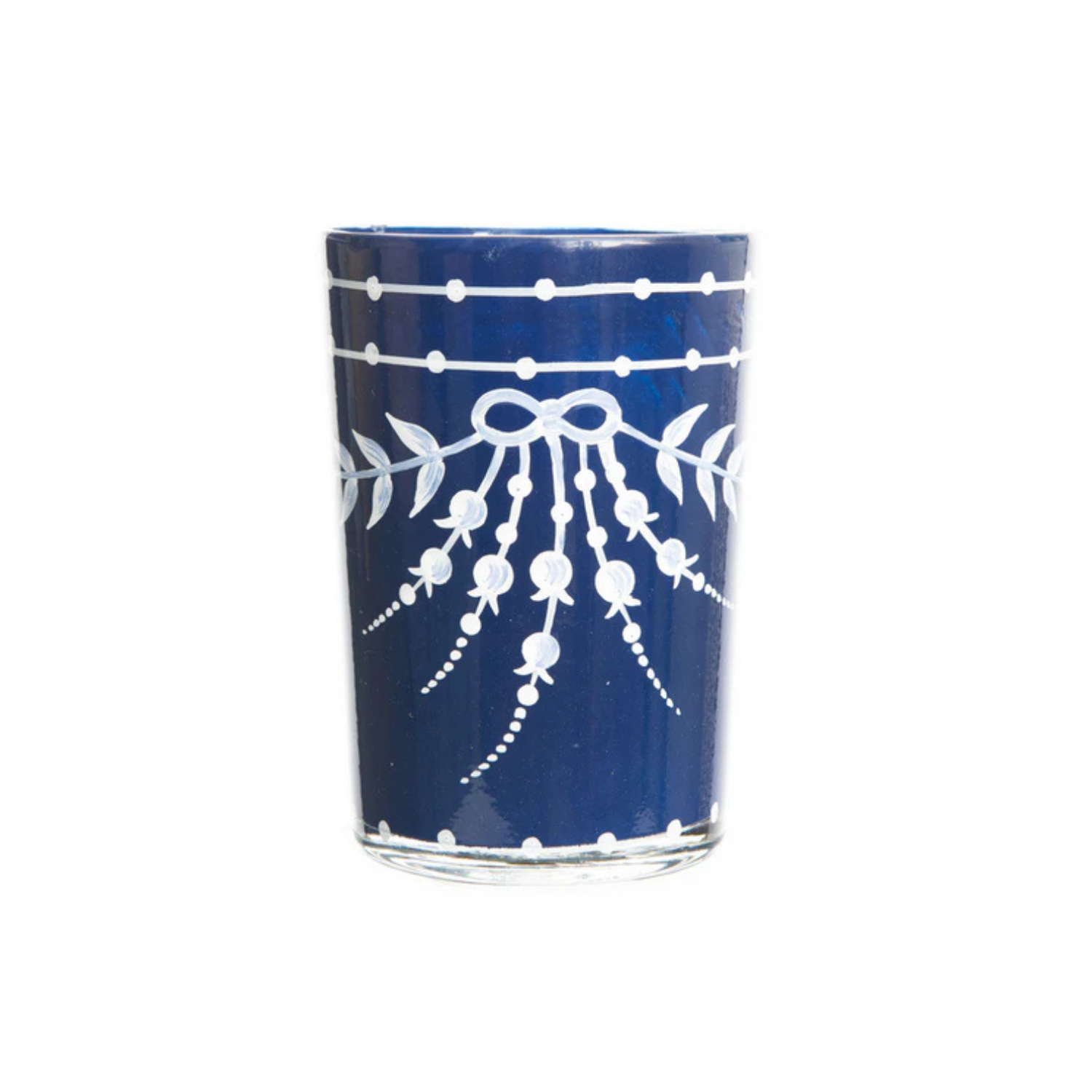 Navy With White Lily of The Valley Bud Vase