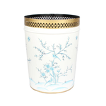 Ivory & Blue Round Pierced Wastepaper Basket
