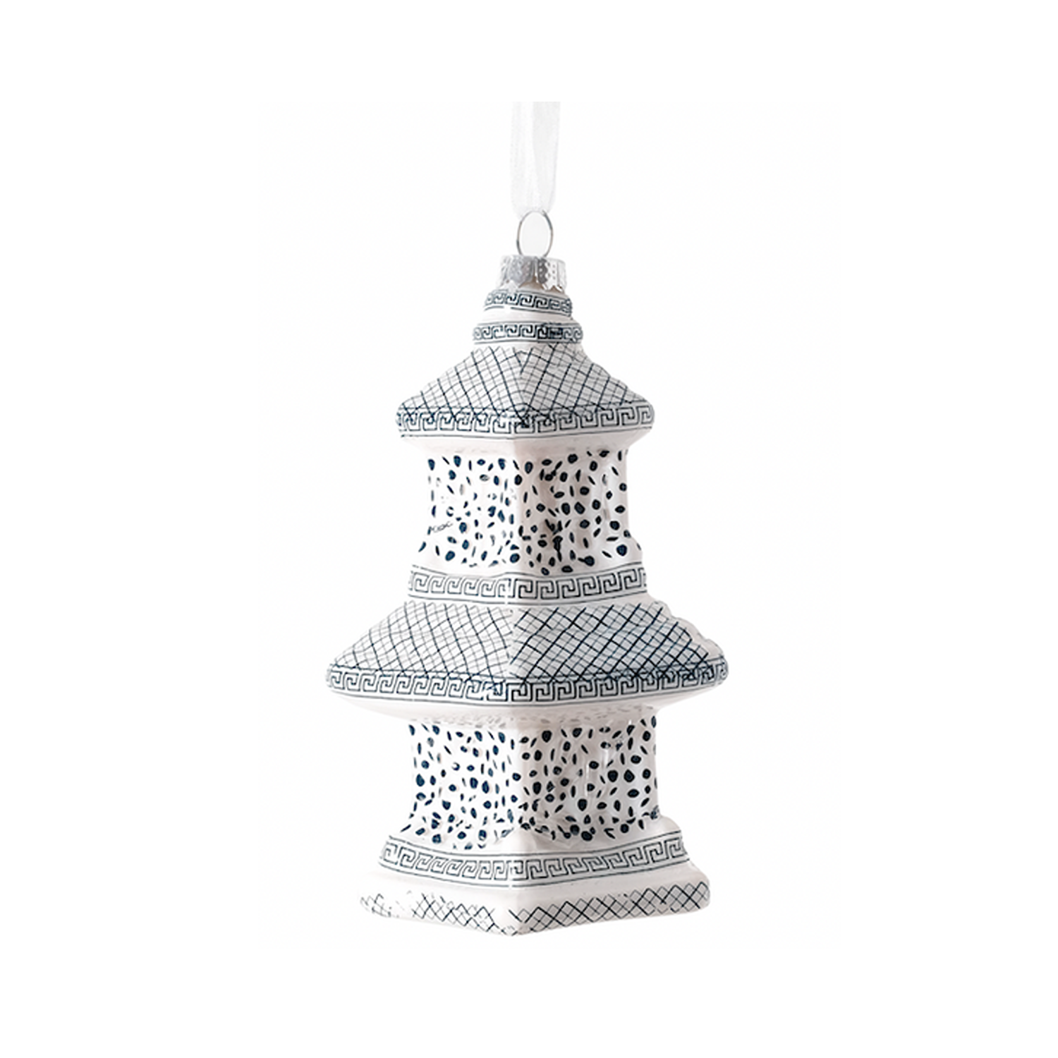 White & Blue Dots Pagoda Ornament