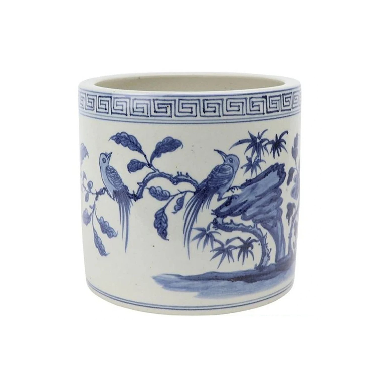 Bird and Floral Round Planter