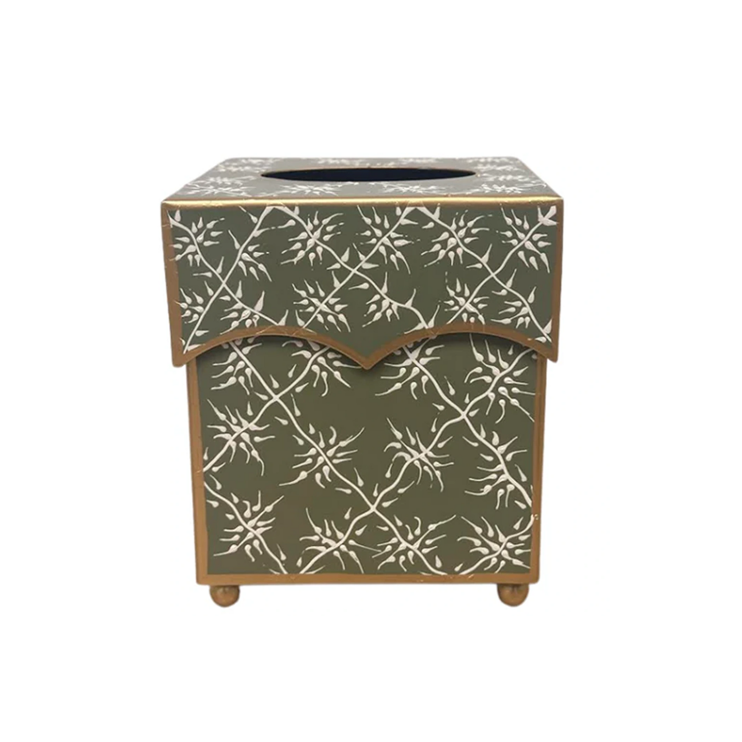 Moss Green Leaf Trellis Tissue Holder