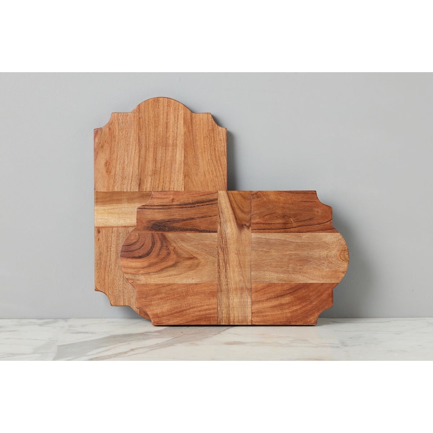 Trefoil Wood Cheese Board Charger, Natural, Set of 2
