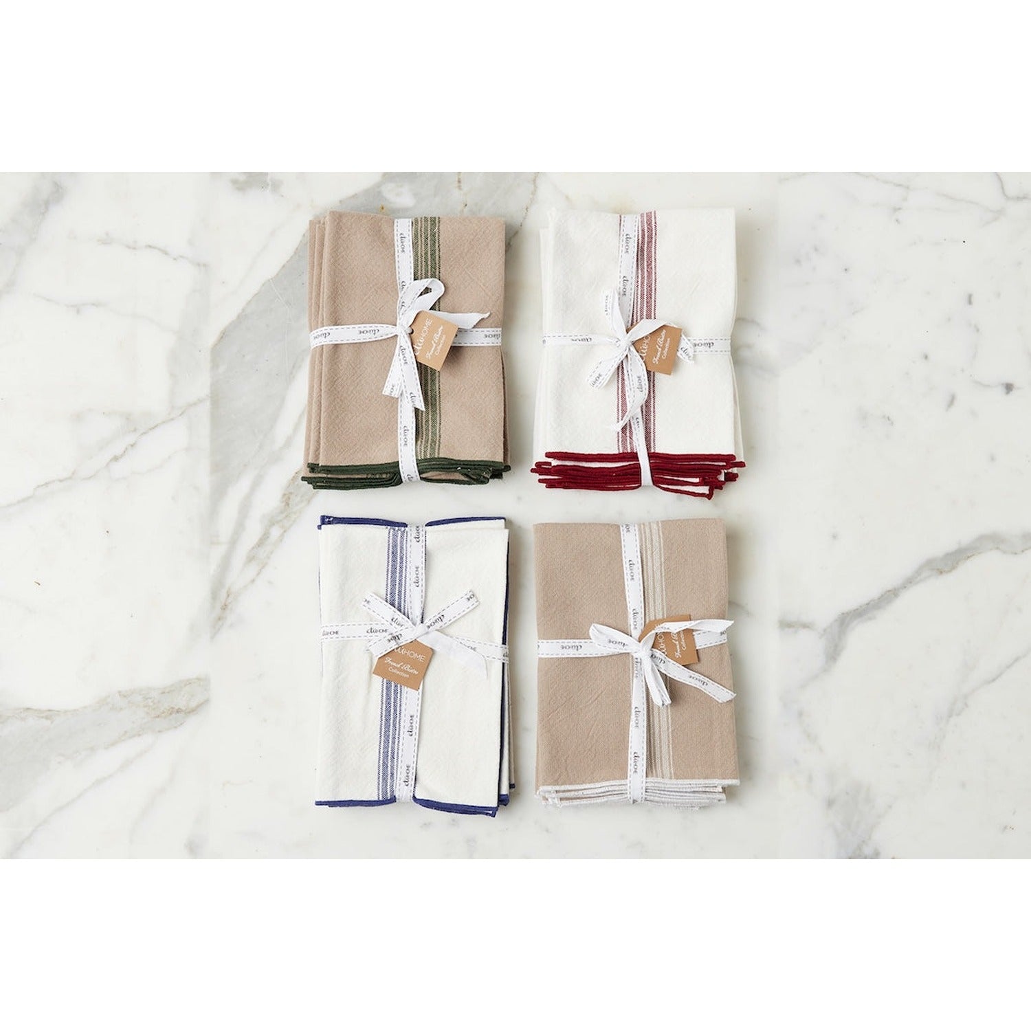 Dinner Napkins, Vintage White Stripe, Set of 4