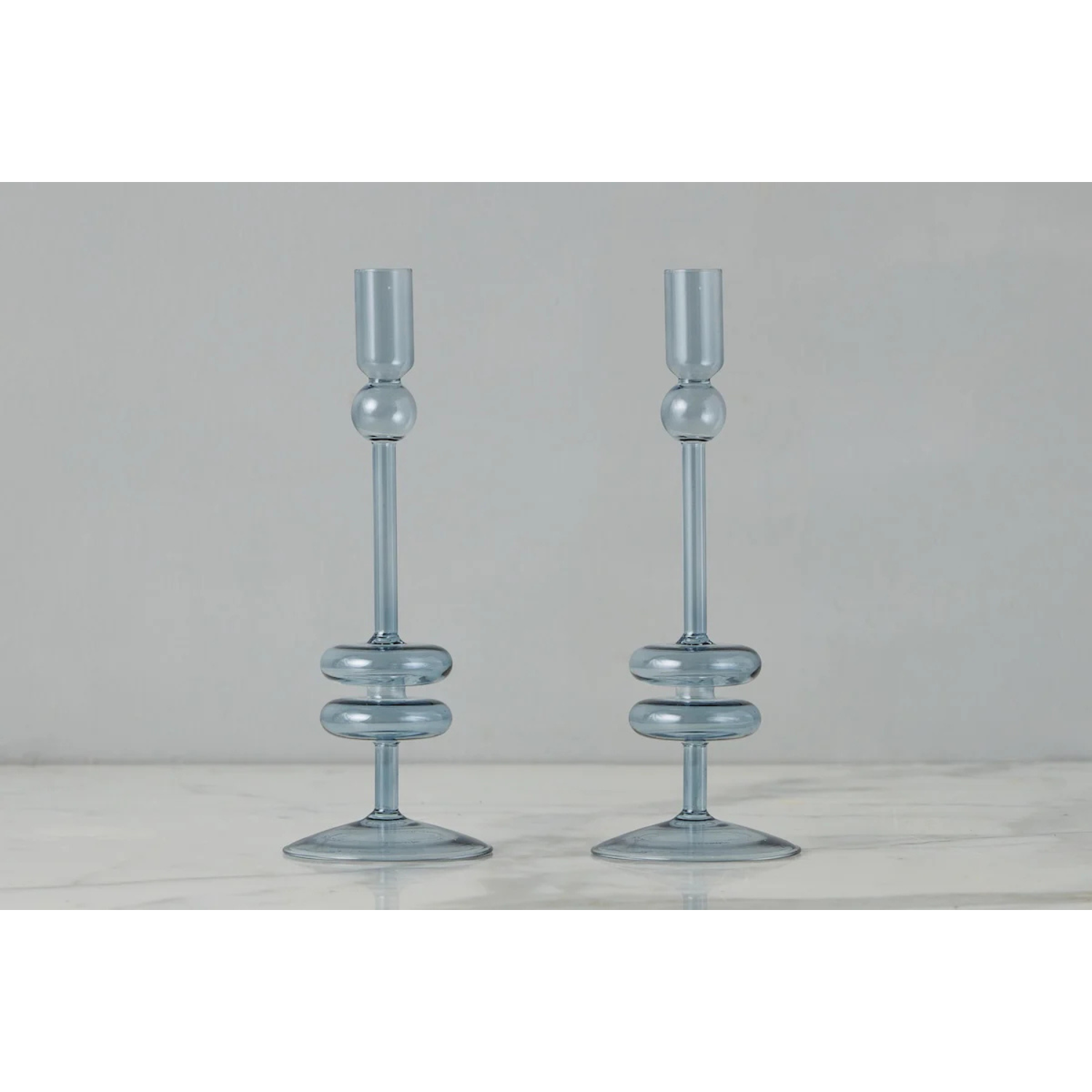 Denim Glass Candlestick Pairs
