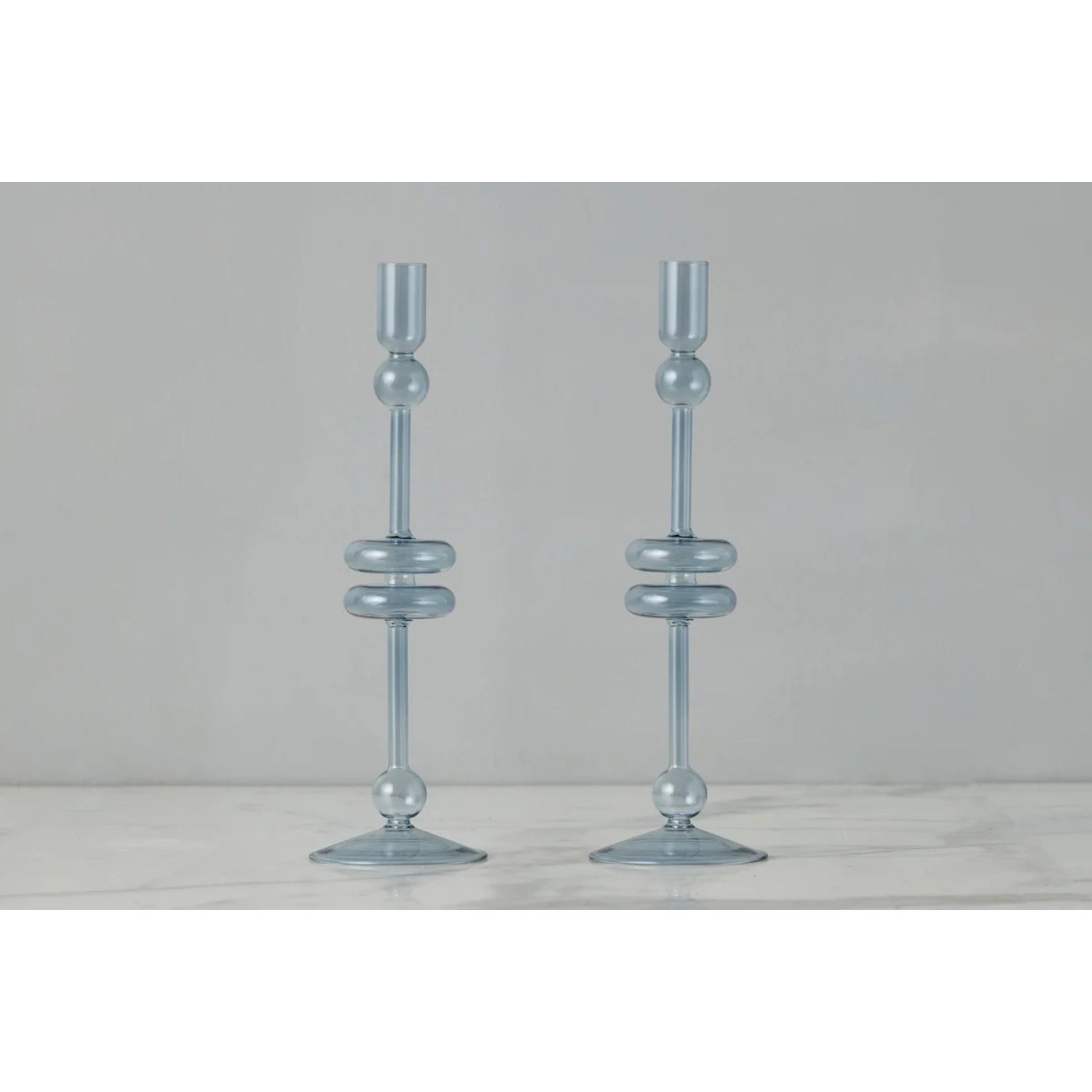 Denim Glass Candlestick Pairs