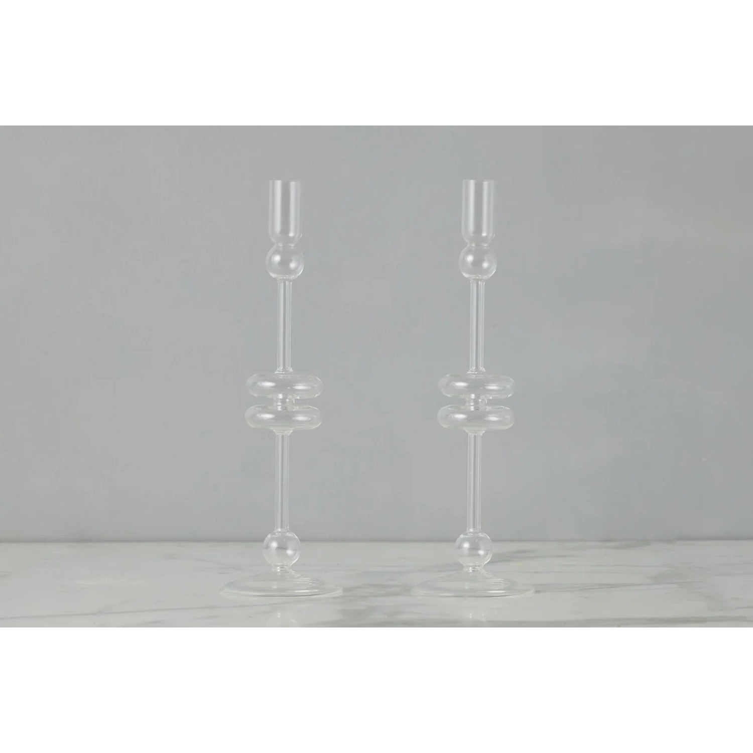 Clear Glass Candlestick Pairs