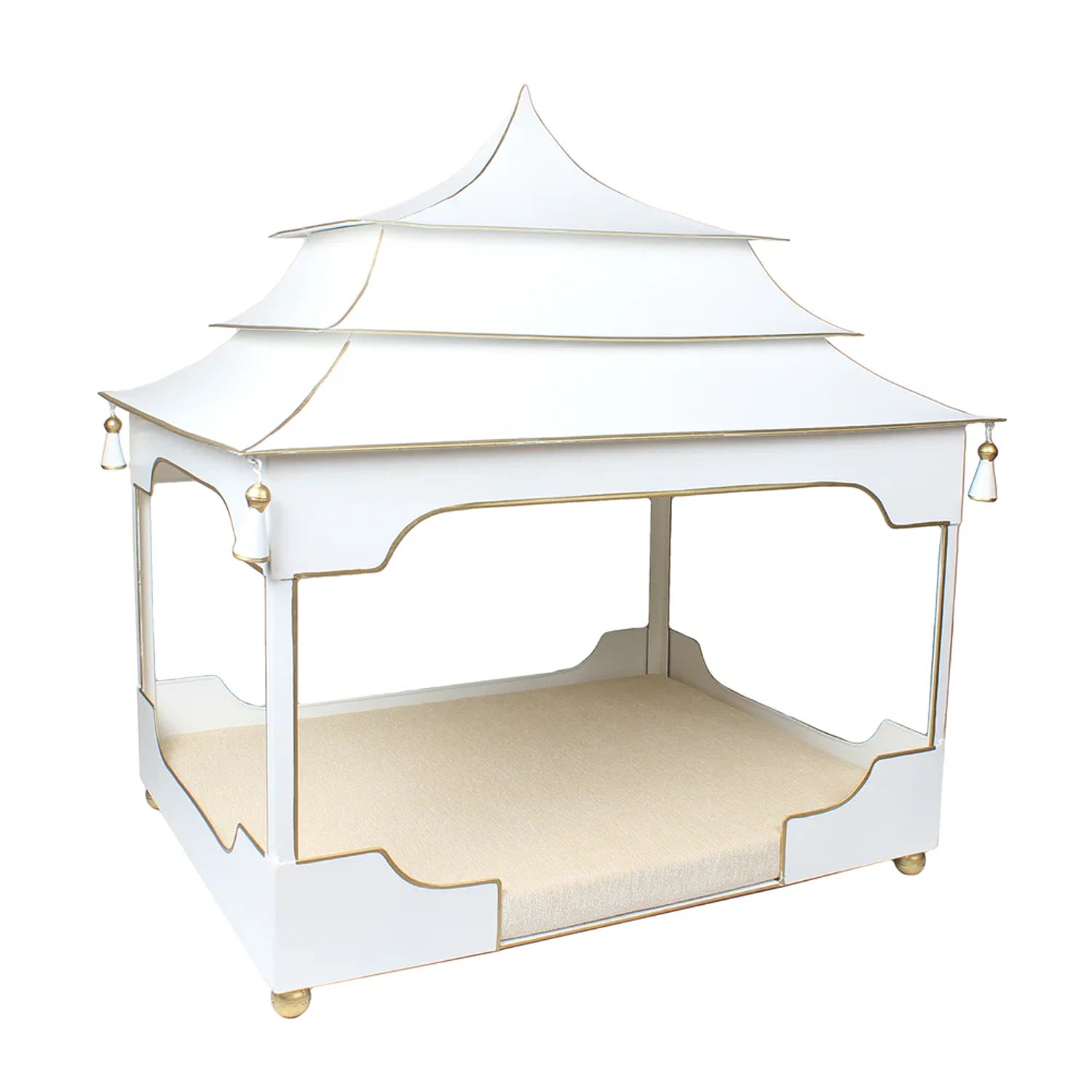 Jumbo Pagoda Pet Bed Ivory and Gold