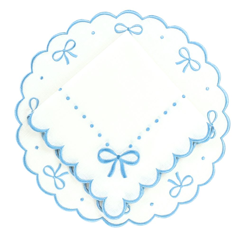Studio Collection: Juliet Bows Placemats - White/Blue (Set of 4)