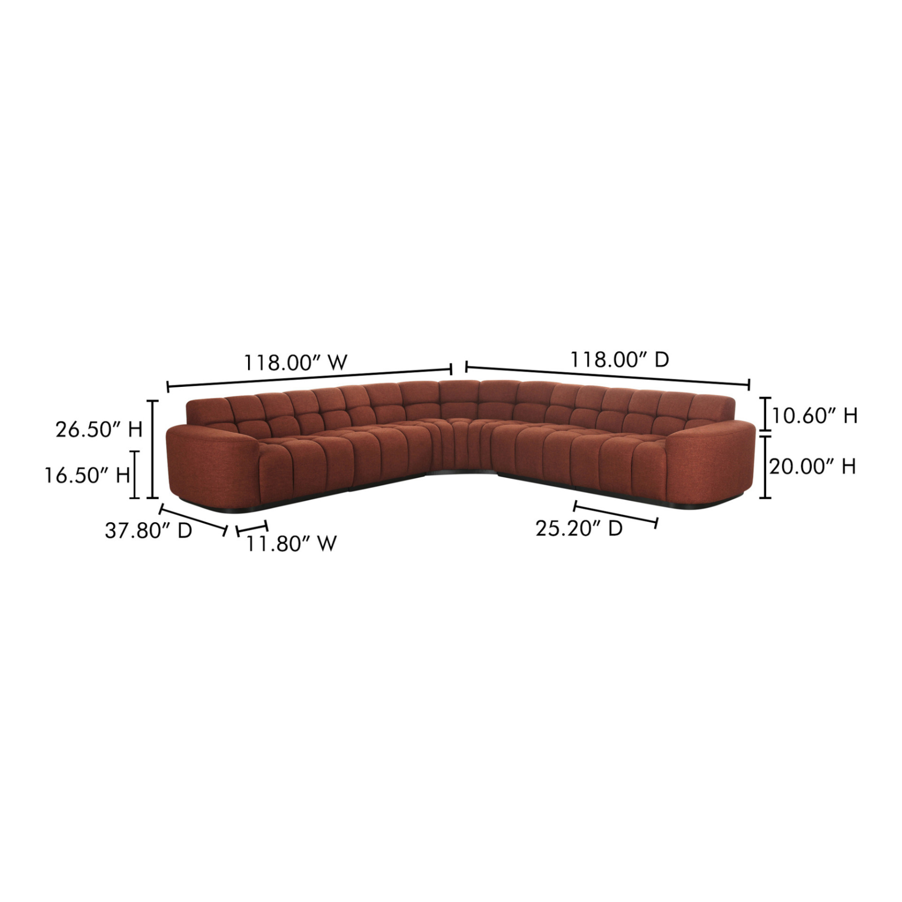 Jaxon L-Shaped Sectional - Rust