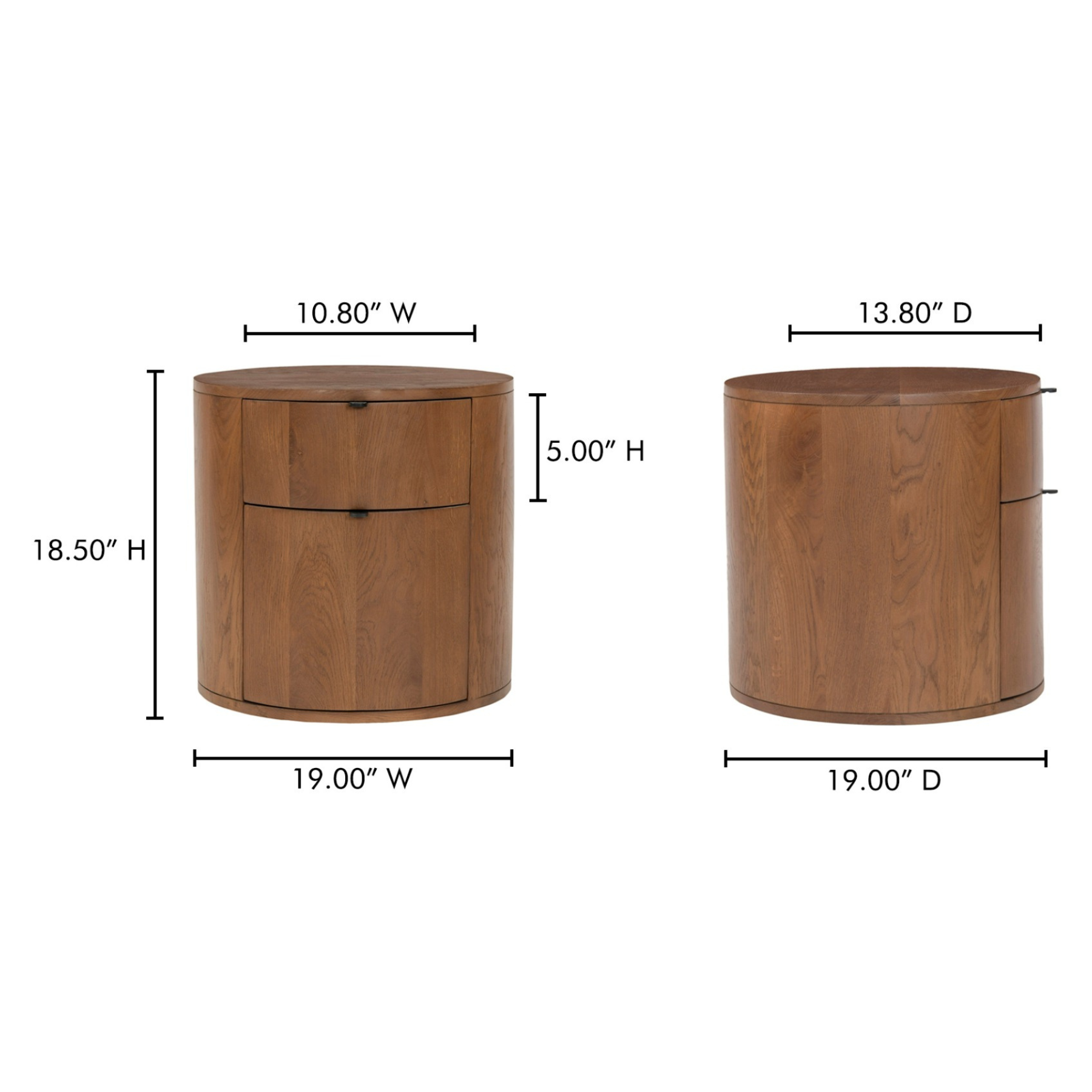 Leif Two Drawer Nightstand - Brown