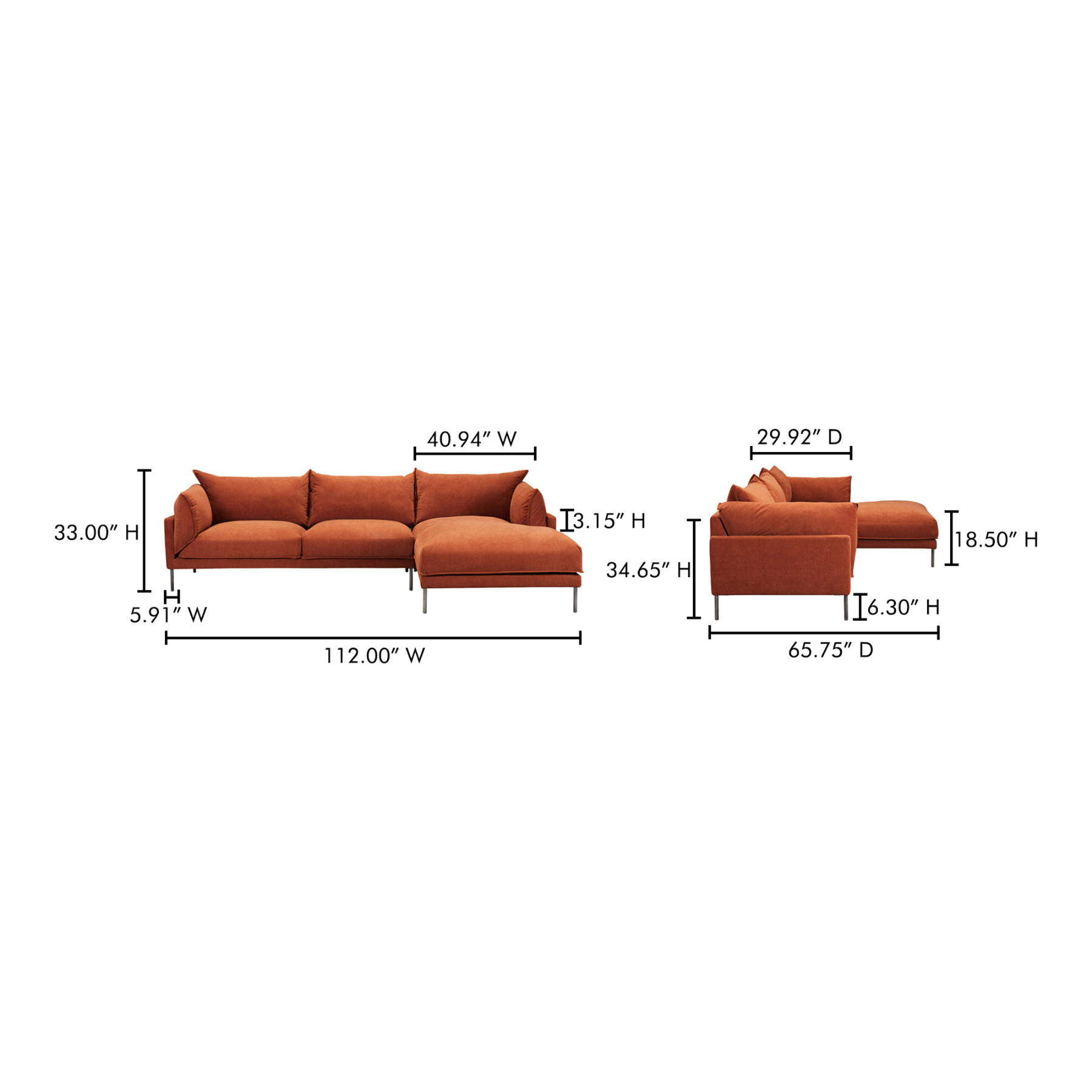 Liora Sectional - Burnt Auburn