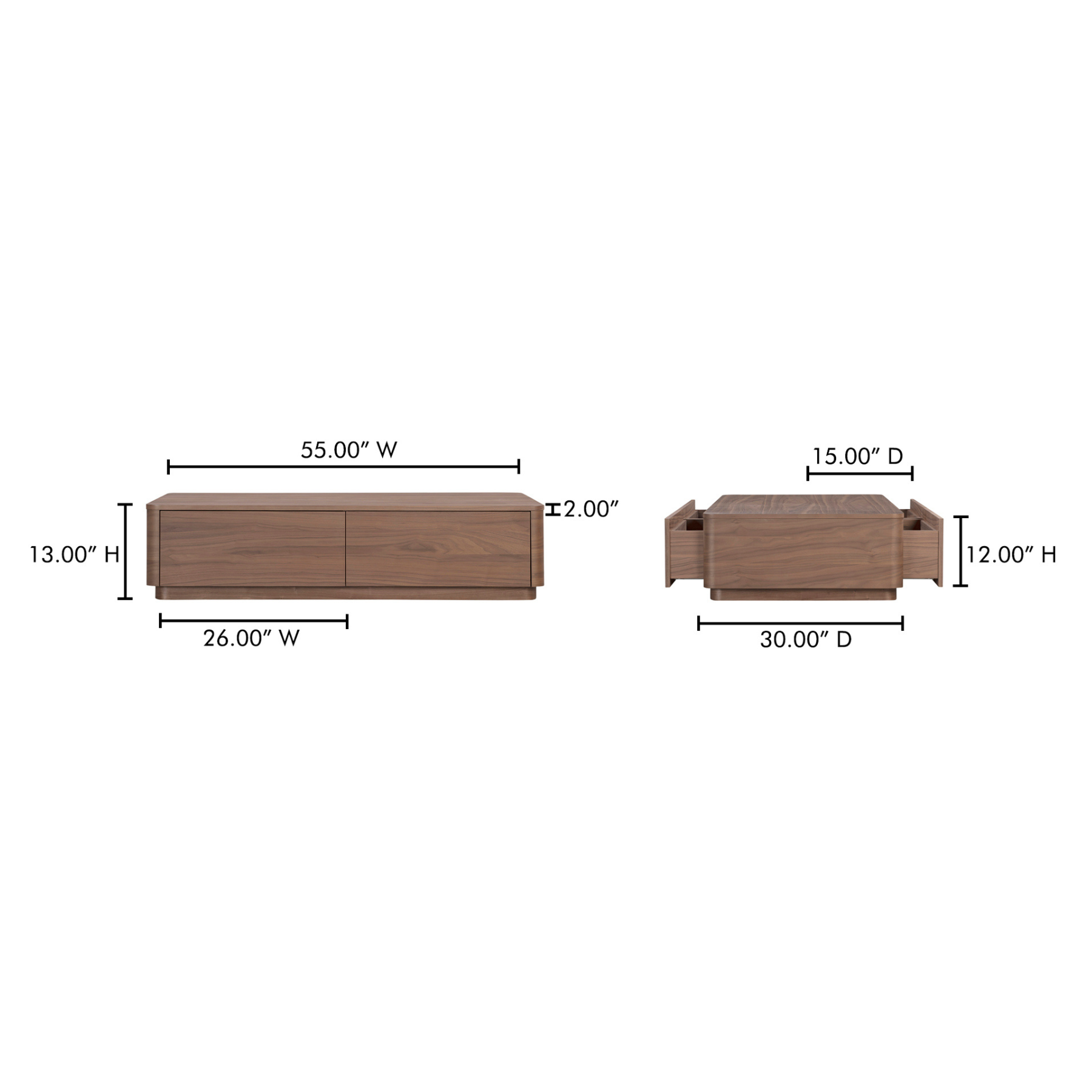 Crescent Coffee Table - Walnut Brown