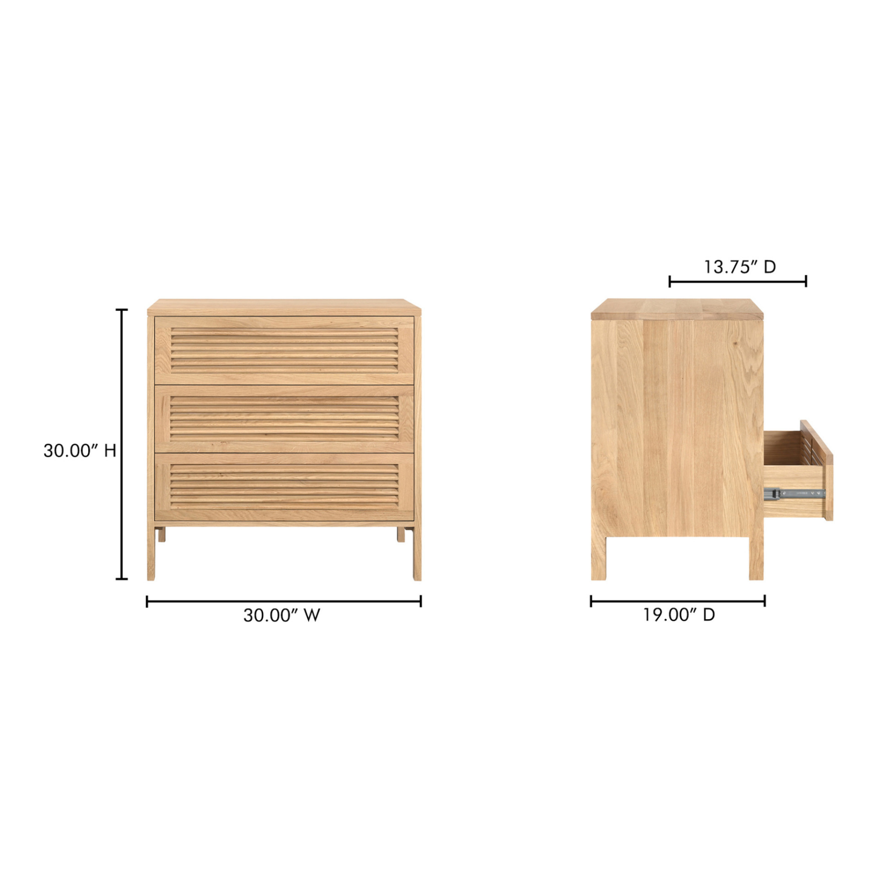 Arla 3 Drawer Nightstand Natural
