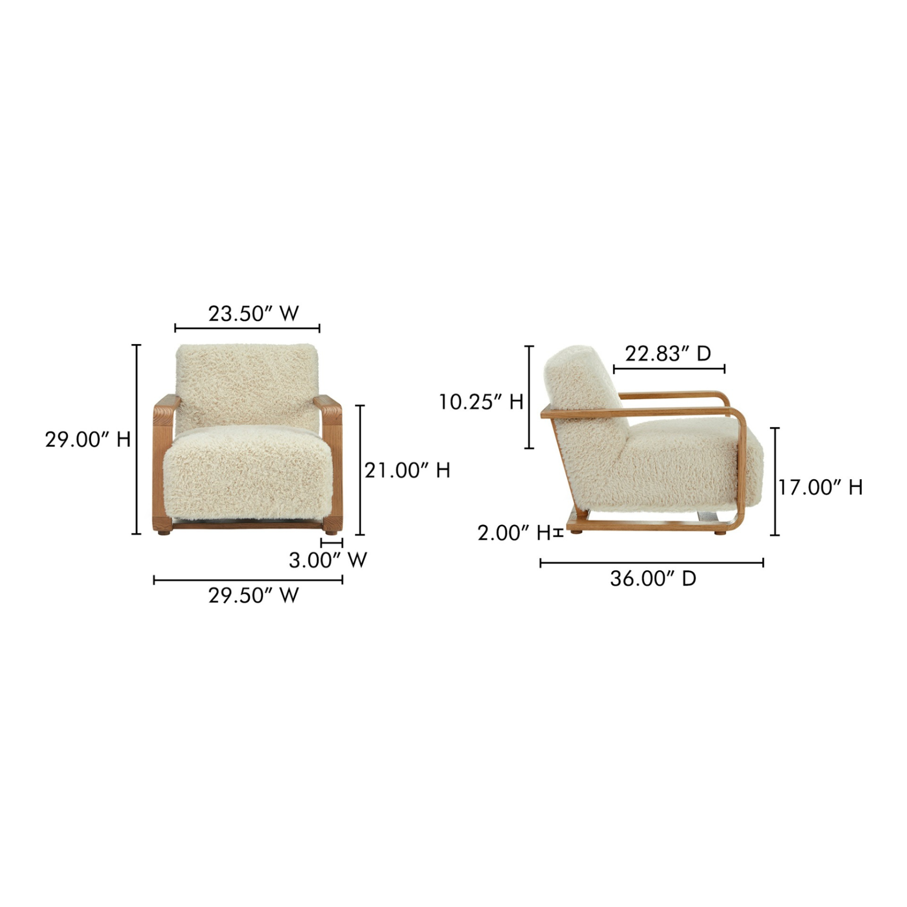 Ellis Lounge Chair - Cream Faux Fur