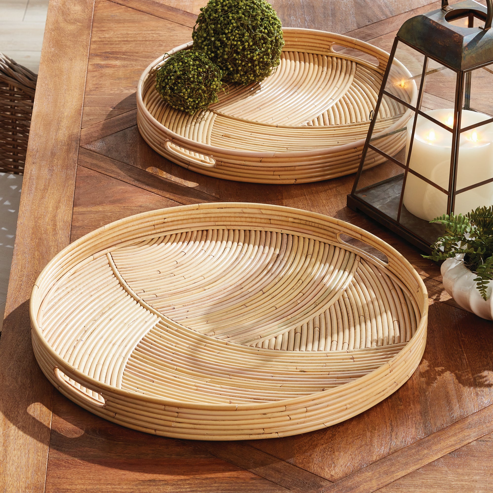 Ayla Cane Round Trays Set of 2