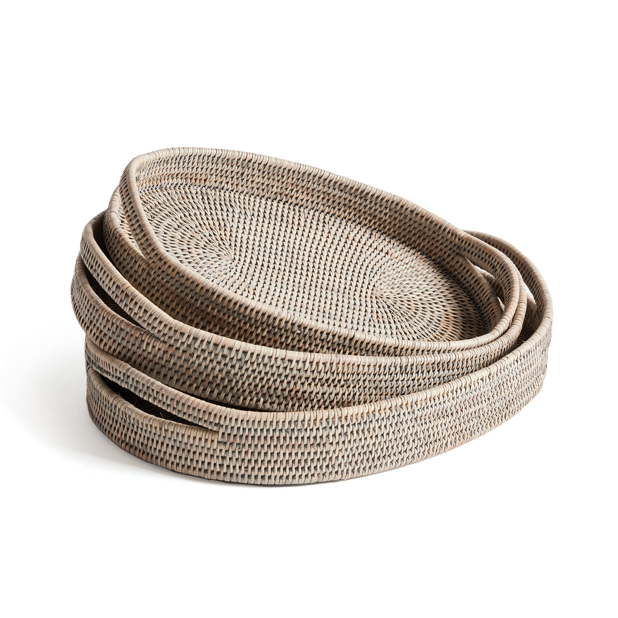 Zoe Rattan Oval Serving Trays, Set of 3