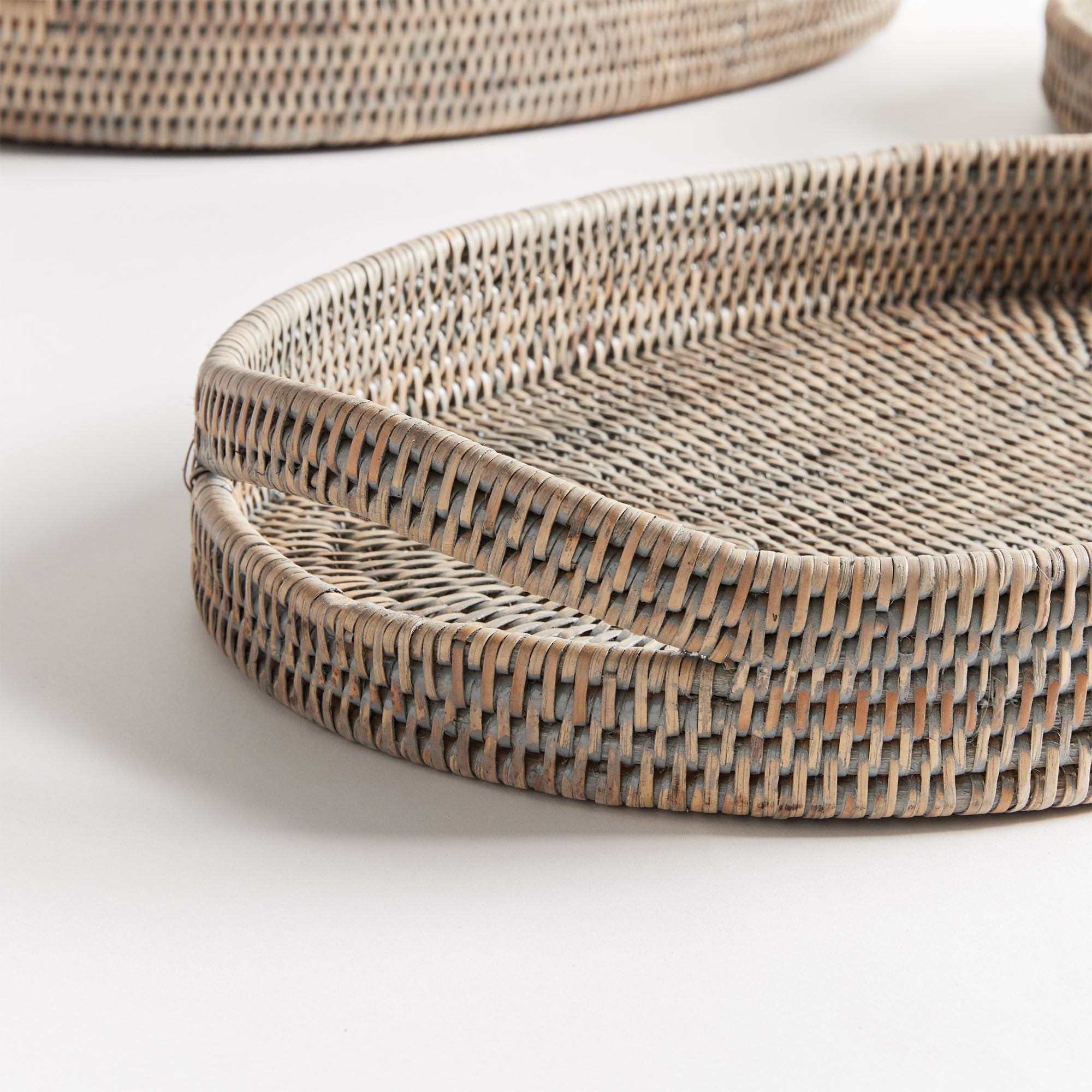 Zoe Rattan Oval Serving Trays, Set of 3