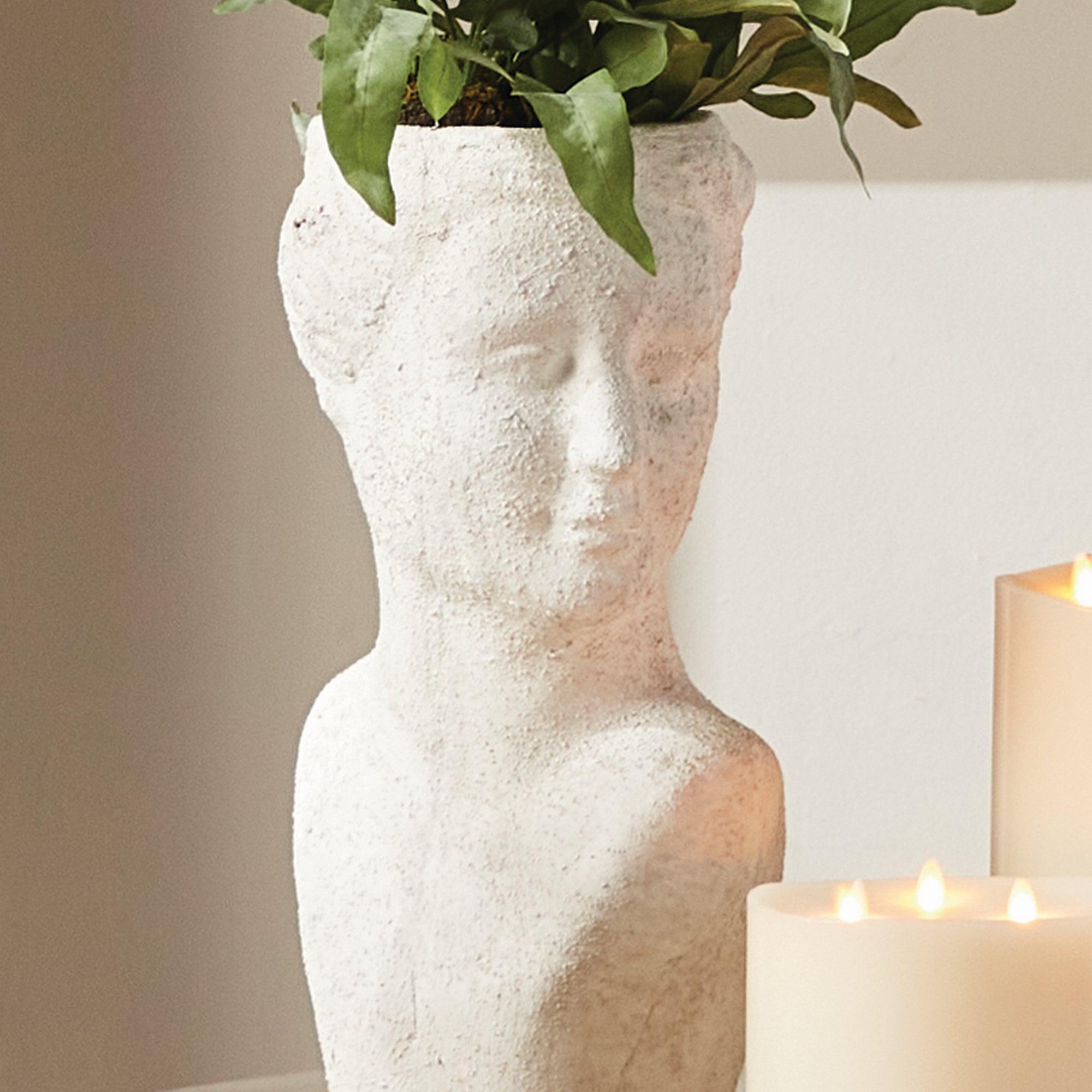 WEATHERED GARDEN FEMALE BUST PLANTER