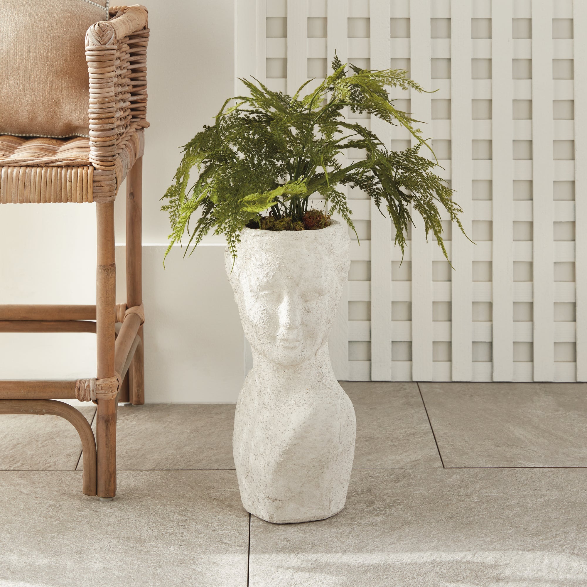 WEATHERED GARDEN FEMALE BUST PLANTER