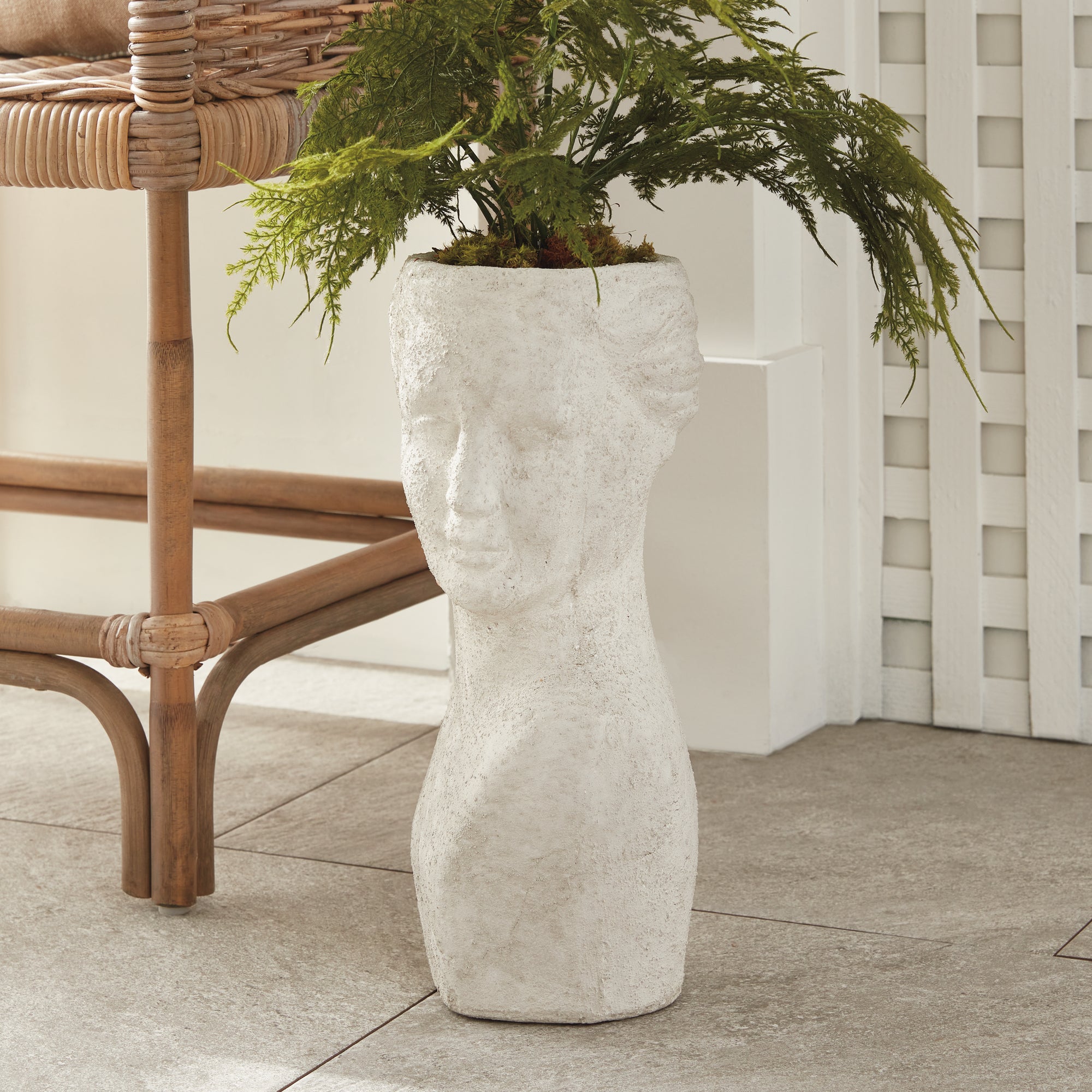 WEATHERED GARDEN FEMALE BUST PLANTER
