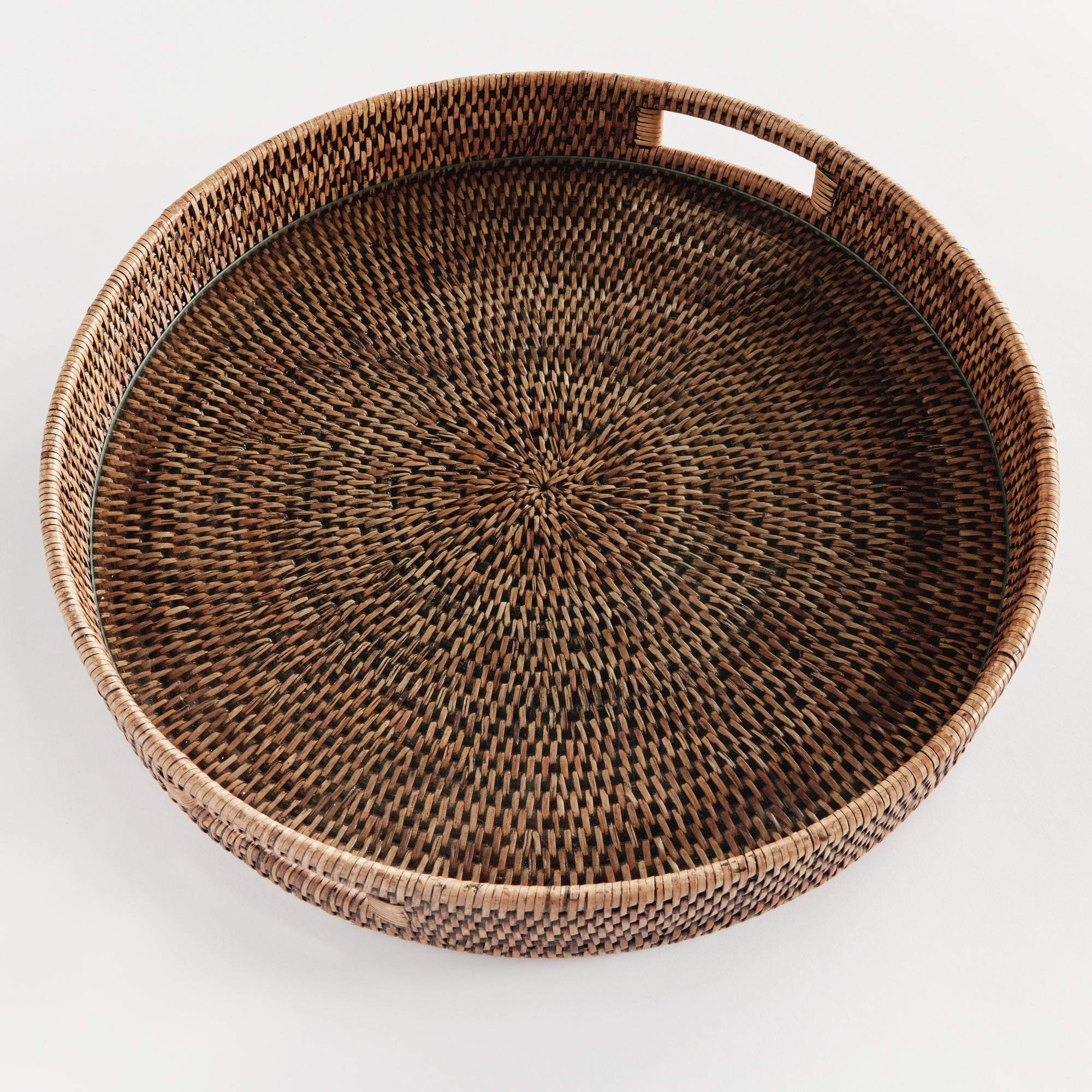 BURMA RATTAN ROUND SERVING TRAY LARGE