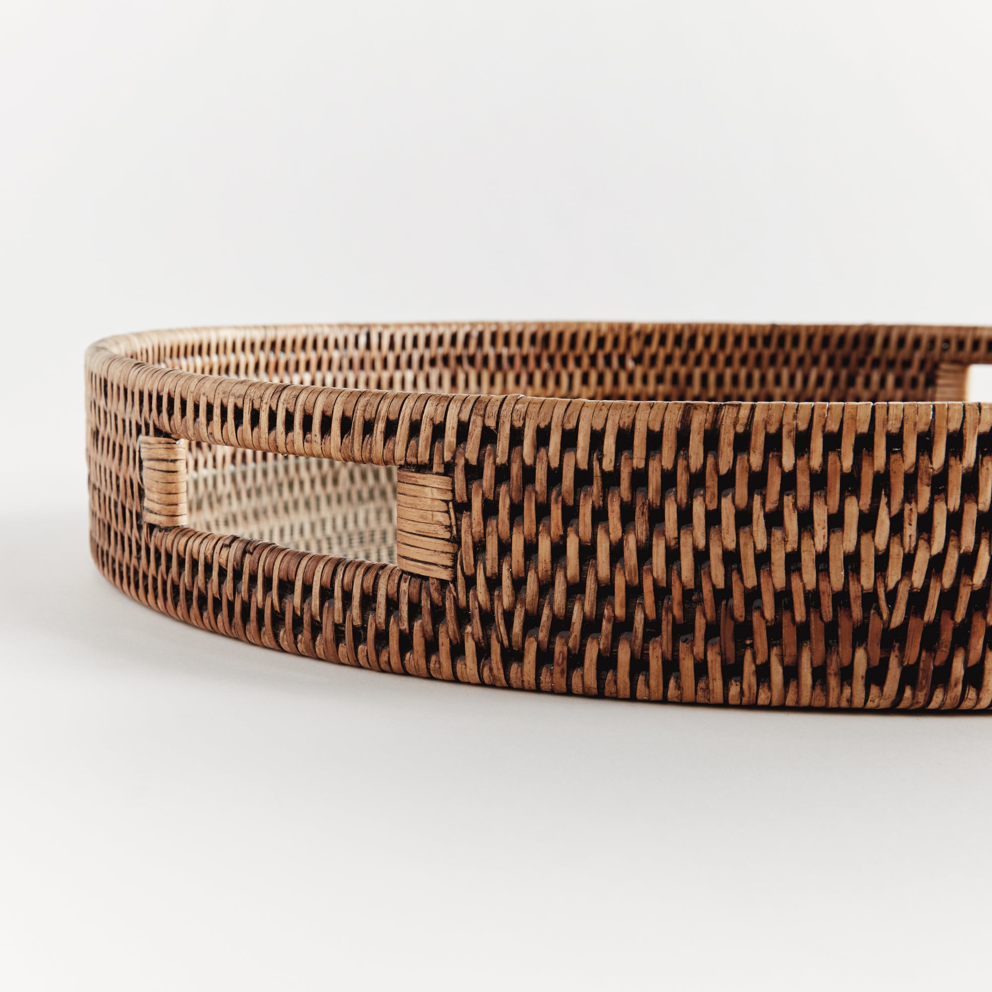 BURMA RATTAN ROUND SERVING TRAY LARGE
