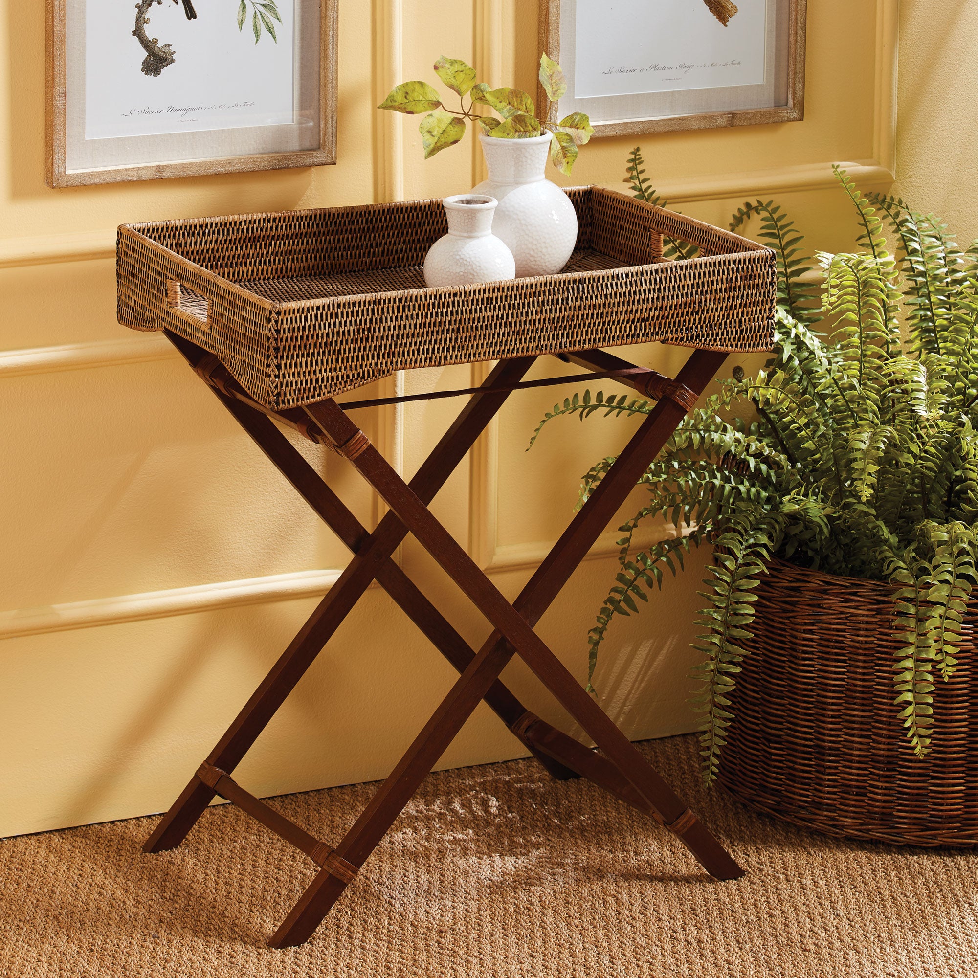 Zoe Rattan Butler Tray Table