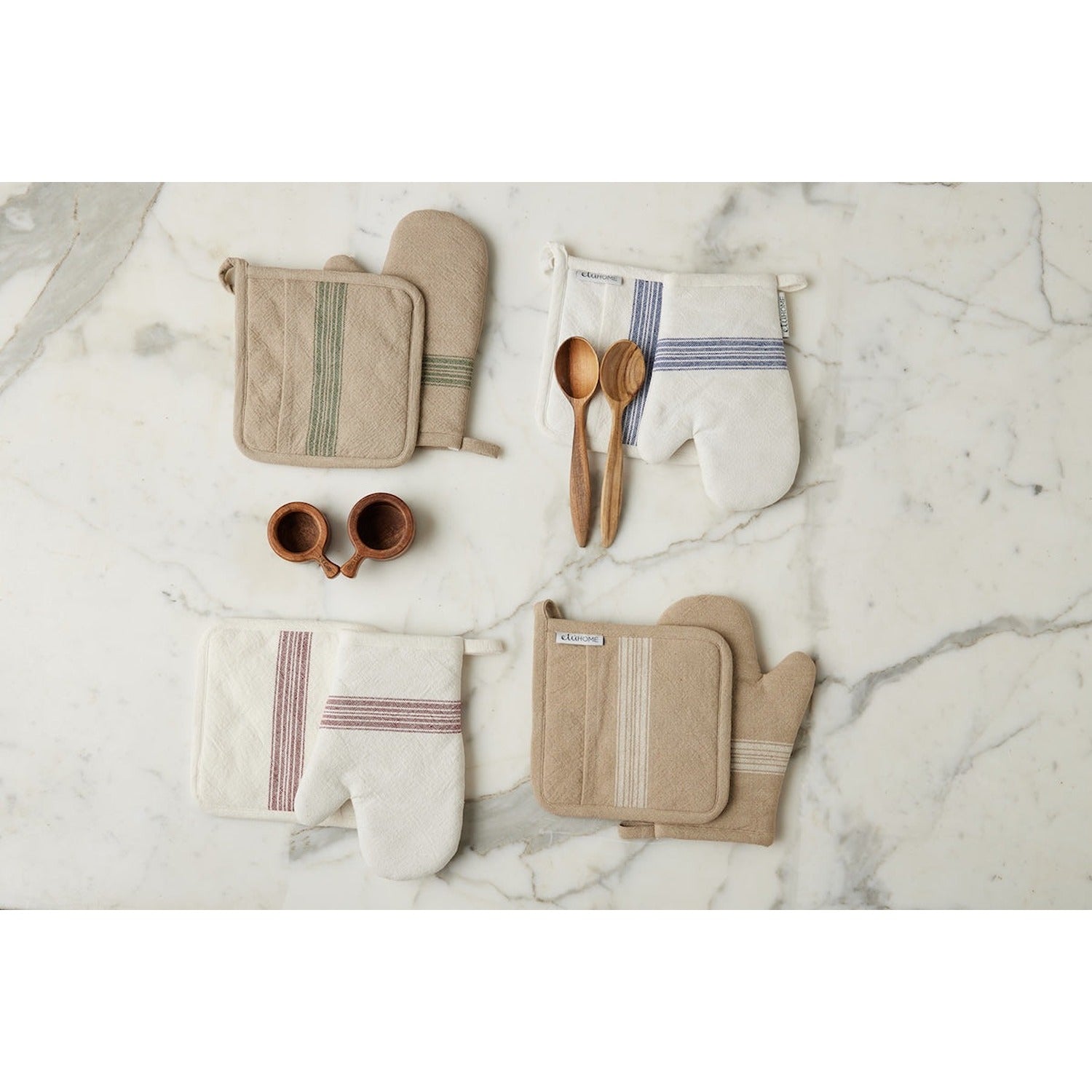 Oven Mitt, Vintage White Stripe, Set of 2