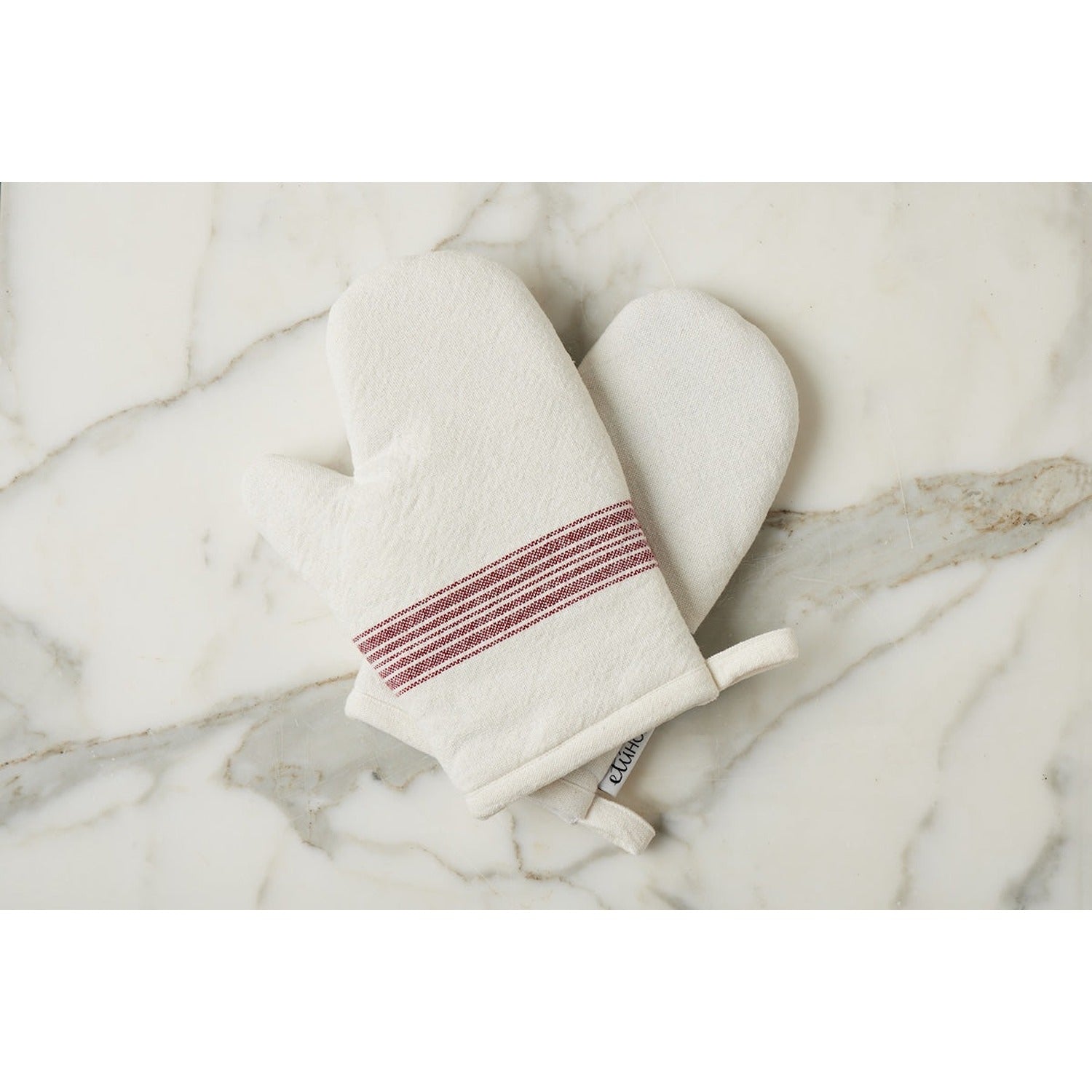 Oven Mitt, Vintage Merlot Red Stripe, Set of 2