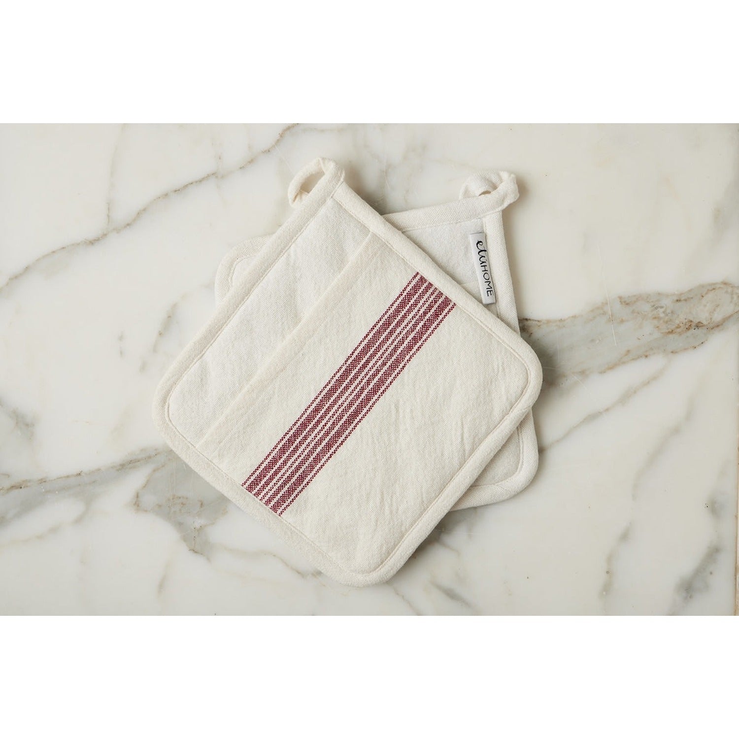 Pot Holder, Vintage Merlot Red Stripe, Set of 2