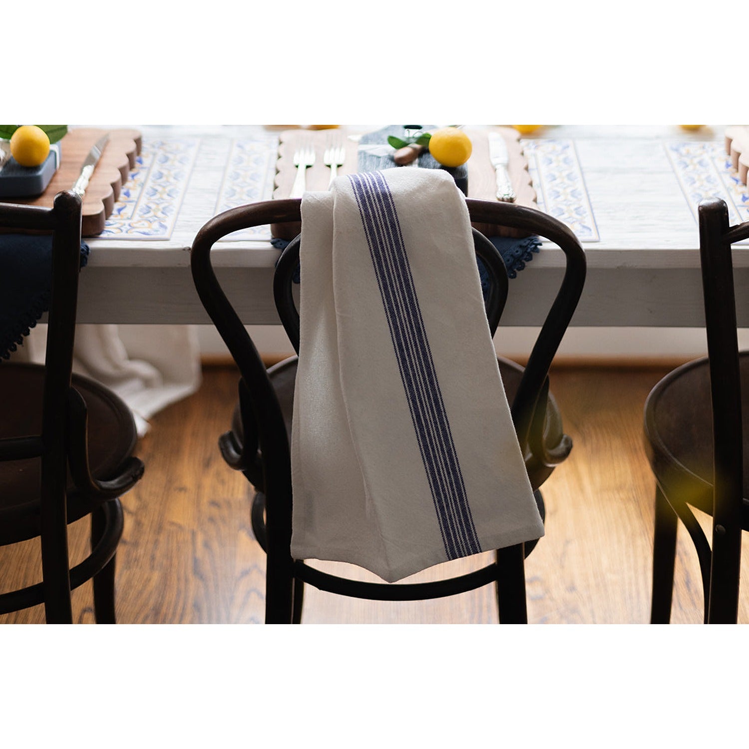 Kitchen Tea Towel, Vintage Blue Stripe, Set of 2