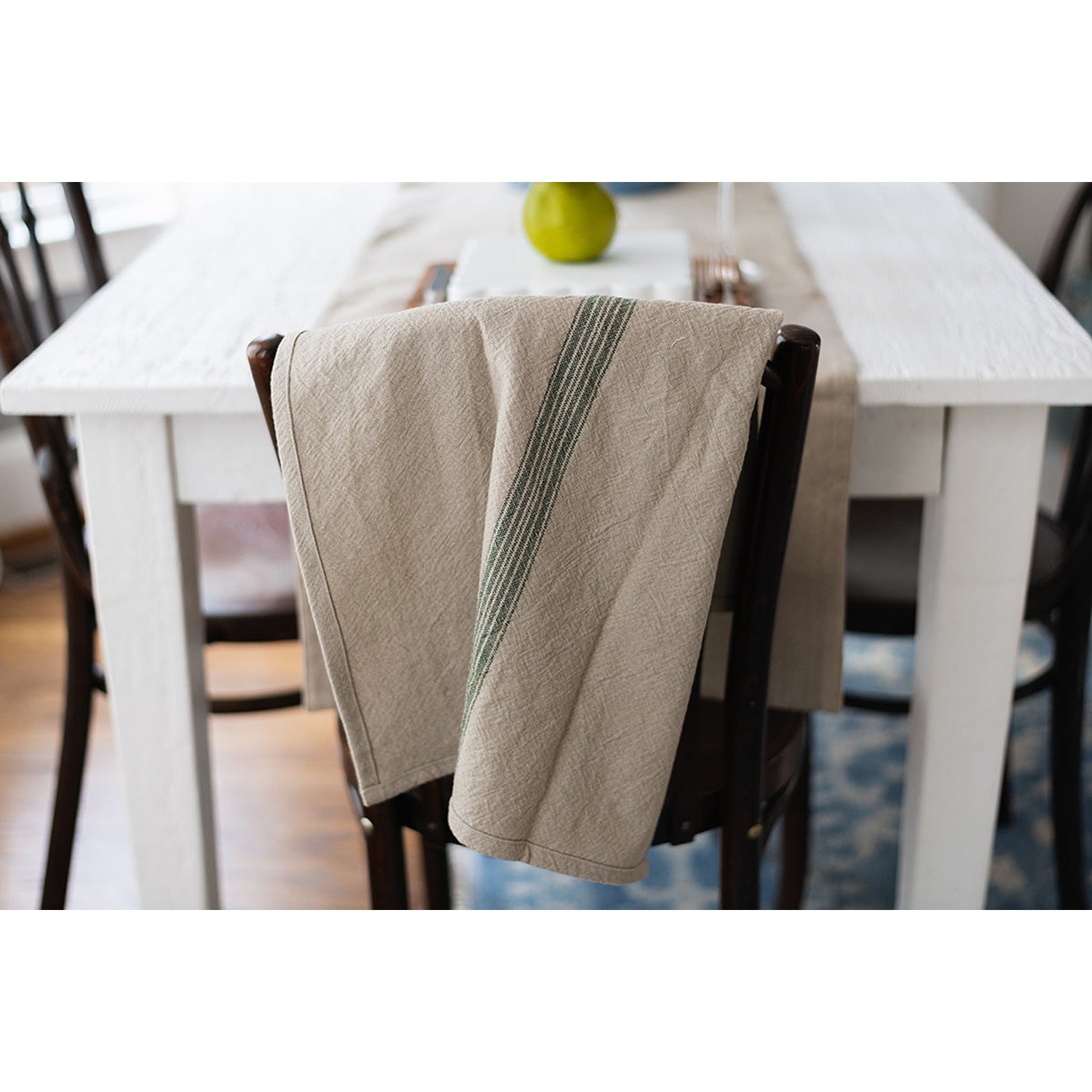 Kitchen Tea Towel, Vintage Spruce Green Stripe, Set of 2