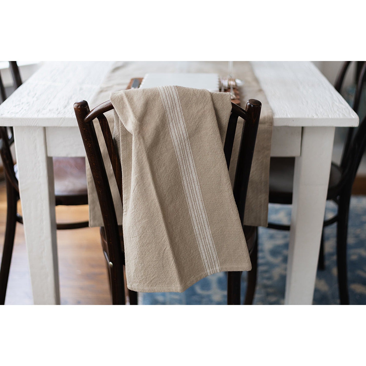 Kitchen Tea Towel, Vintage White Stripe, Set of 2