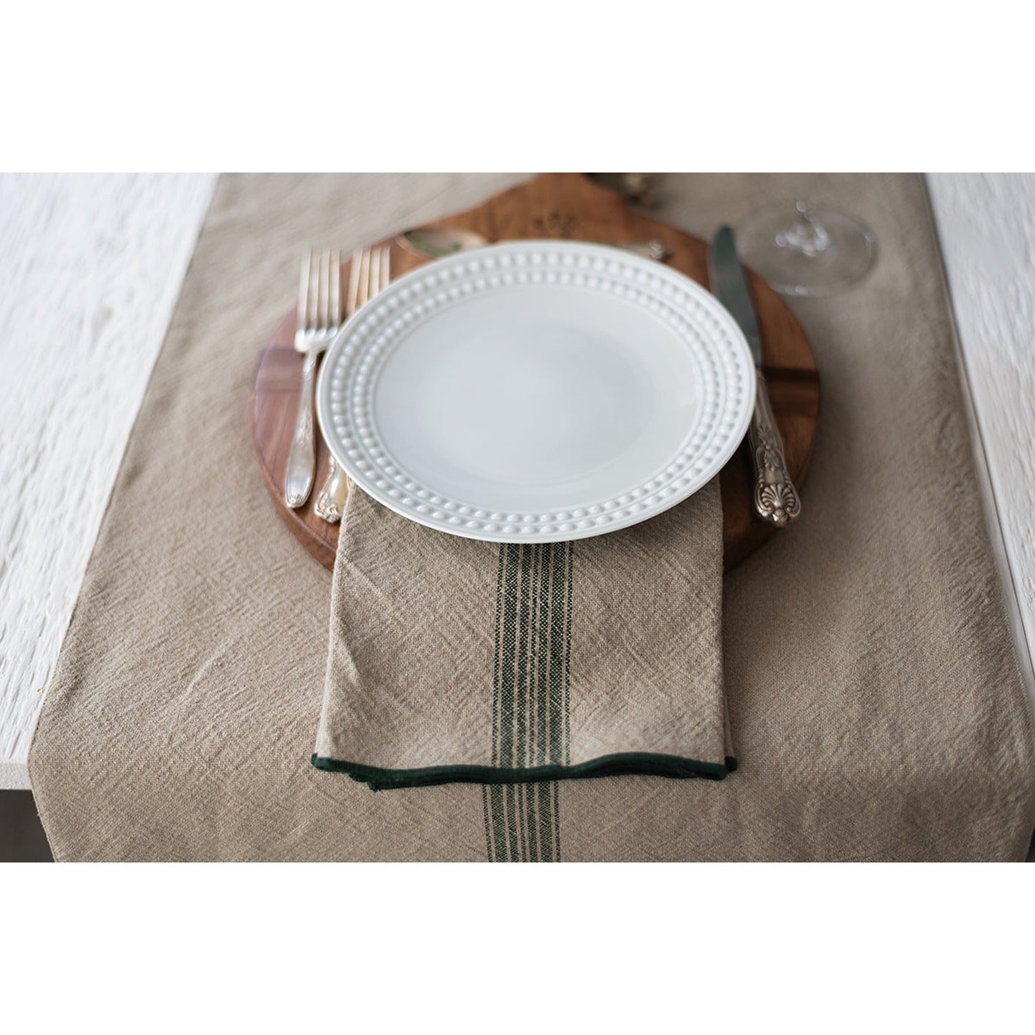 Dinner Napkins, Vintage Spruce Green Stripe, Set of 4