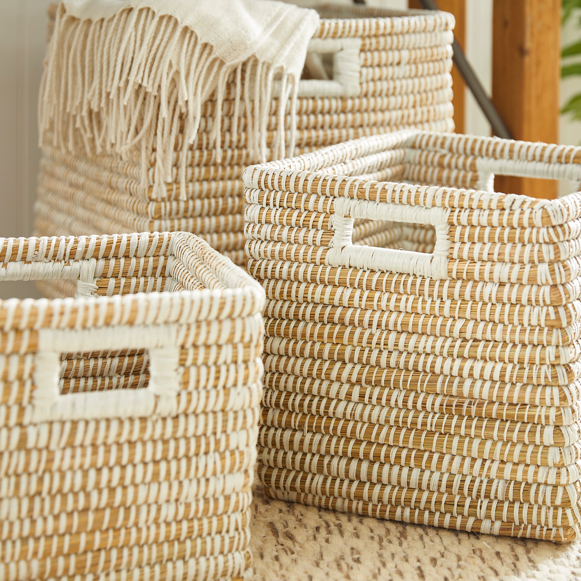 Raven Square Baskets with Handles Set of 3