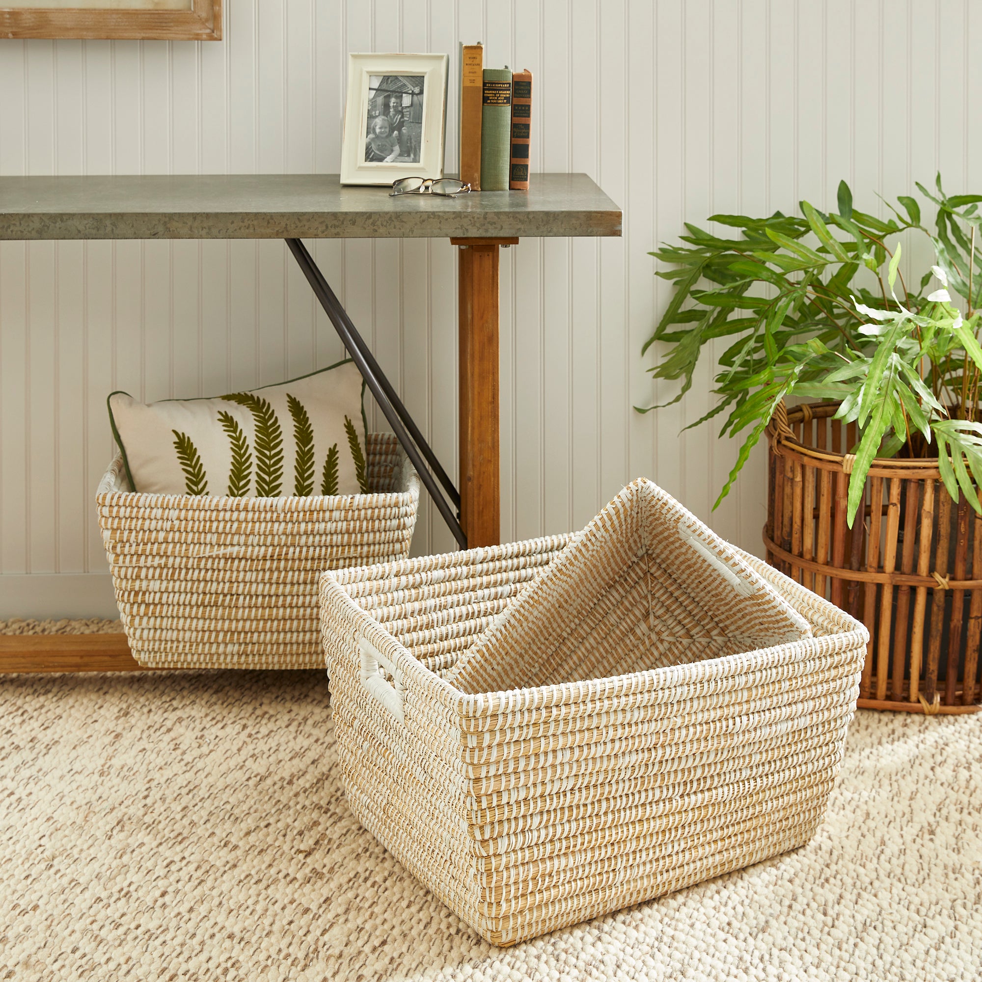 RIVERGRASS RECTANGULAR BASKETS, SET OF 3